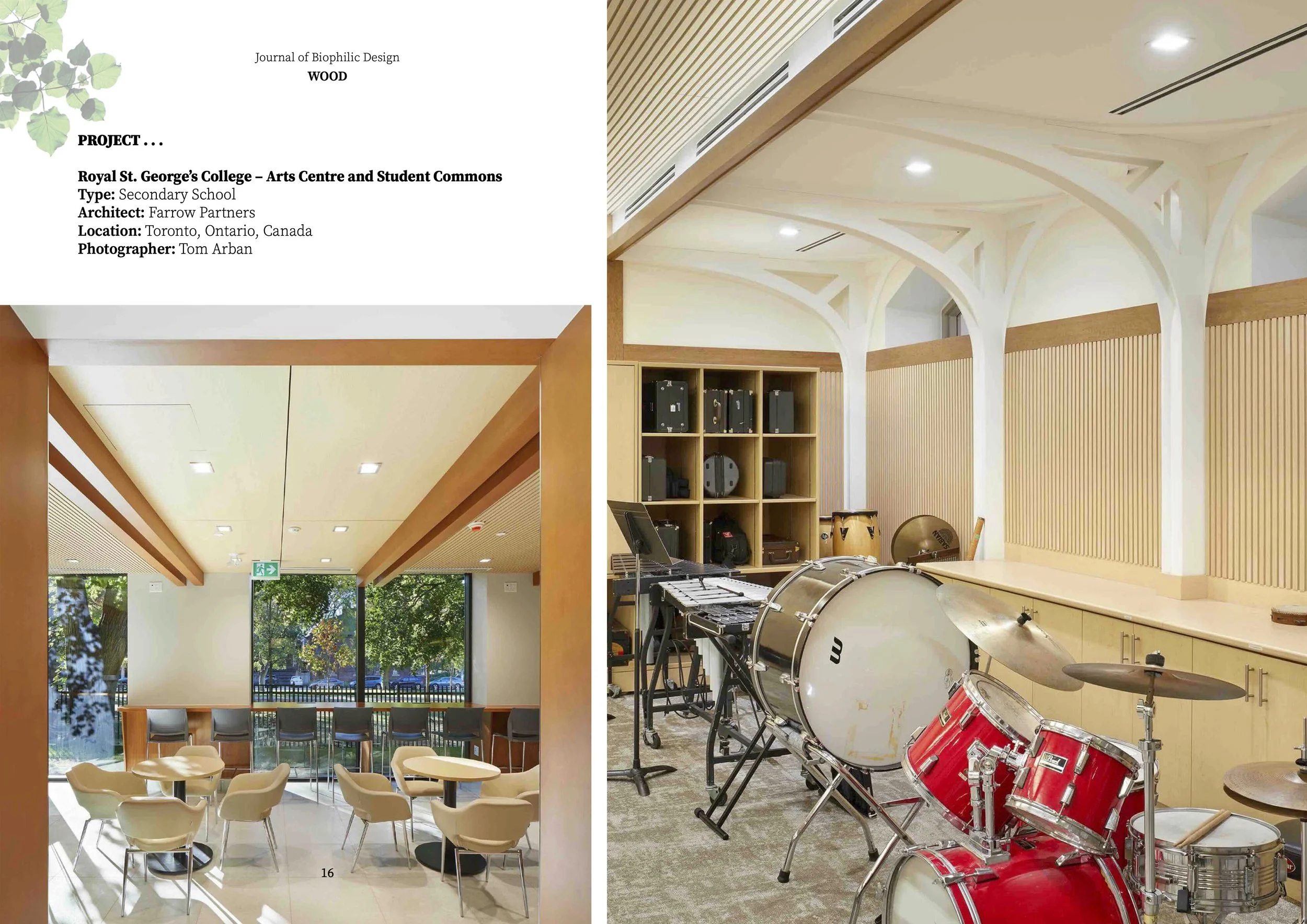 Royal St. George's College highlight in Journal of Biophilic Design