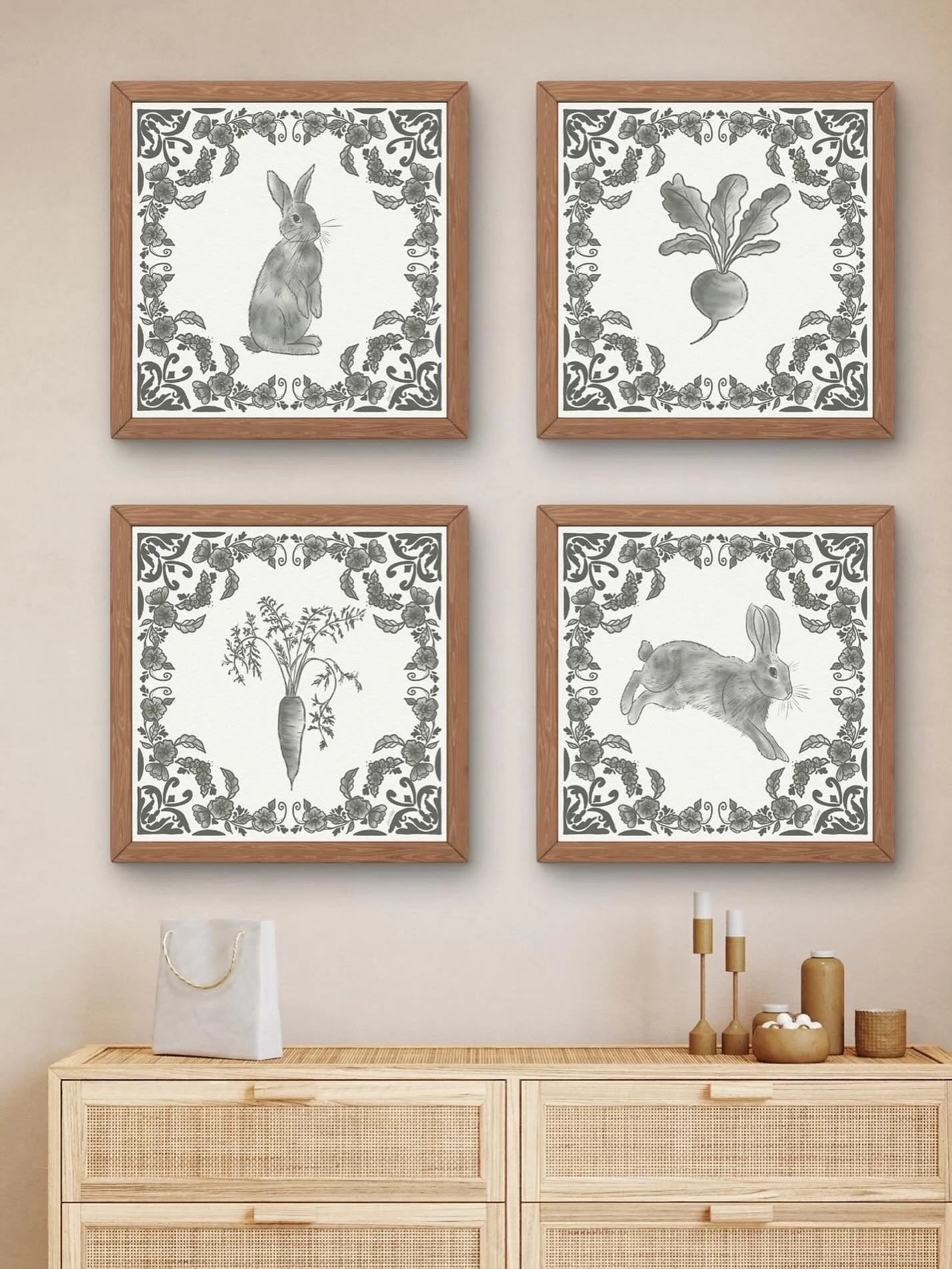 Available in framed and non-framed options in three colors. Colors coordinate with The Happy Homestead Collection but would look great with many styles and color palettes. Buy singles or collect all four. Available on www.silverlikethemoon.com under 