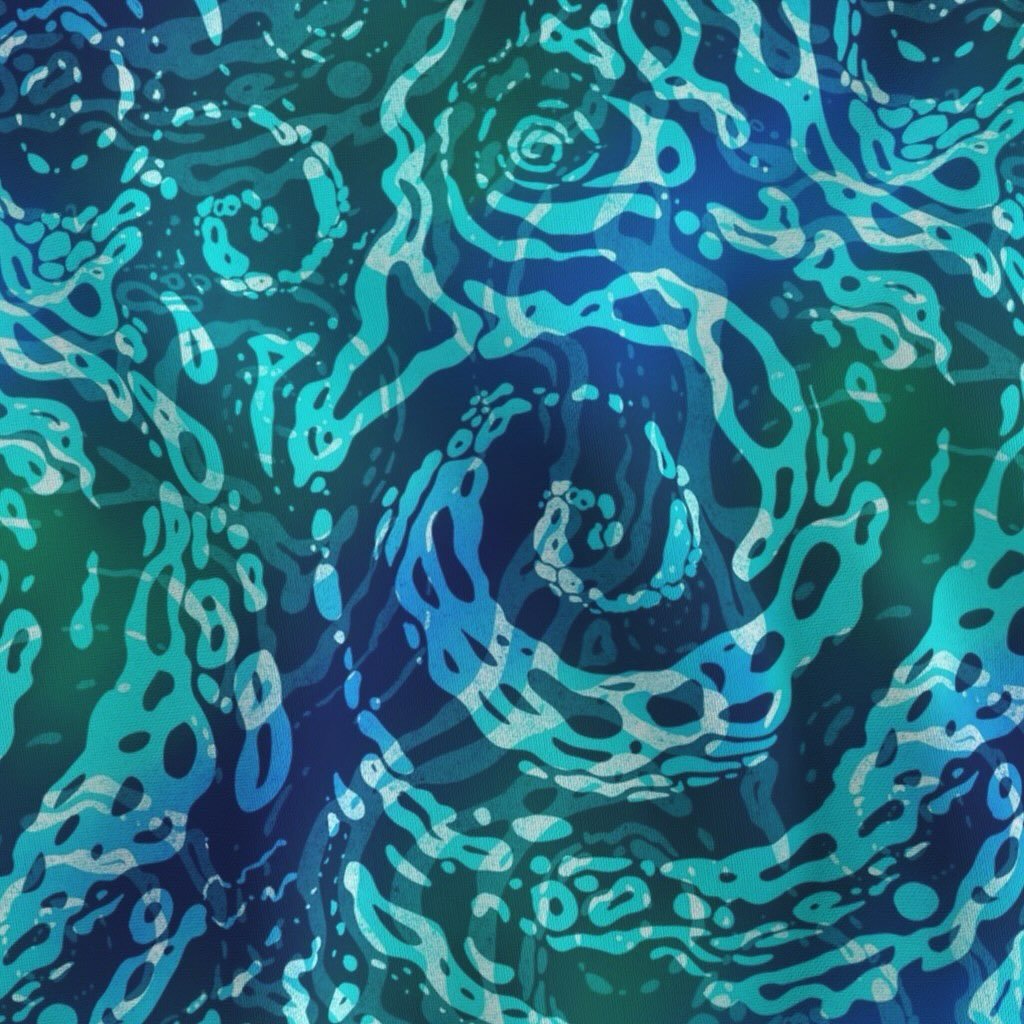 My Spoonflower Beach Boho Challenge entry! I was inspired by a photo of the riding going out and leaving all the foamy spirals and ripples. Drawn by hand with batik style line work and a watercolor tie dye background. I think it would be a cool tapes