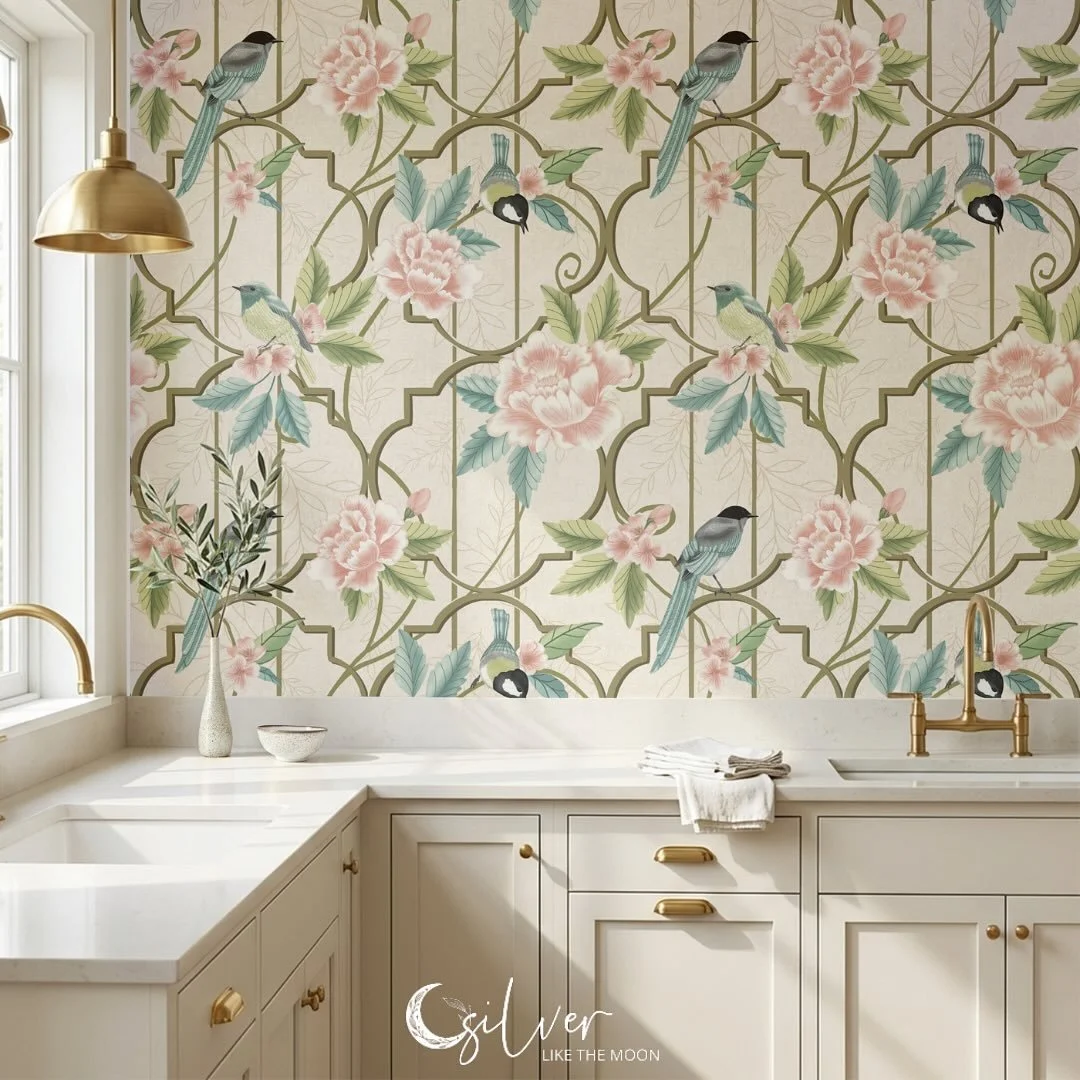 Chinoiserie Lattice with Hand-painted birds represents over 40+ hours of work for an art call with @loomwell. I repurposed many of the elements to recolor and create my take on #blenderbonanza26 prompt 4 for lattice with @powersellersacademy. I added