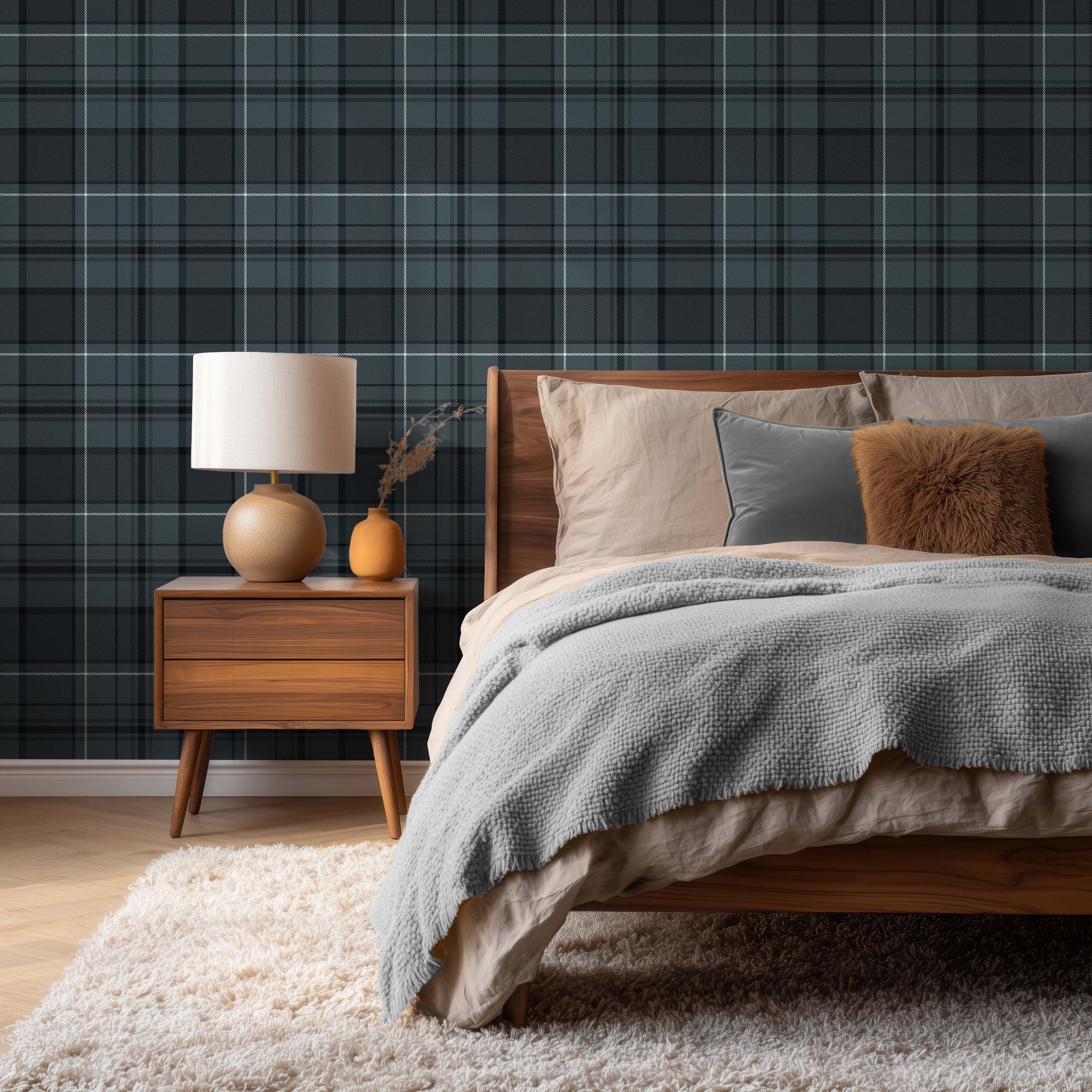 Heritage Plaid Tartan Twill in Moody Navy and Slate Blue