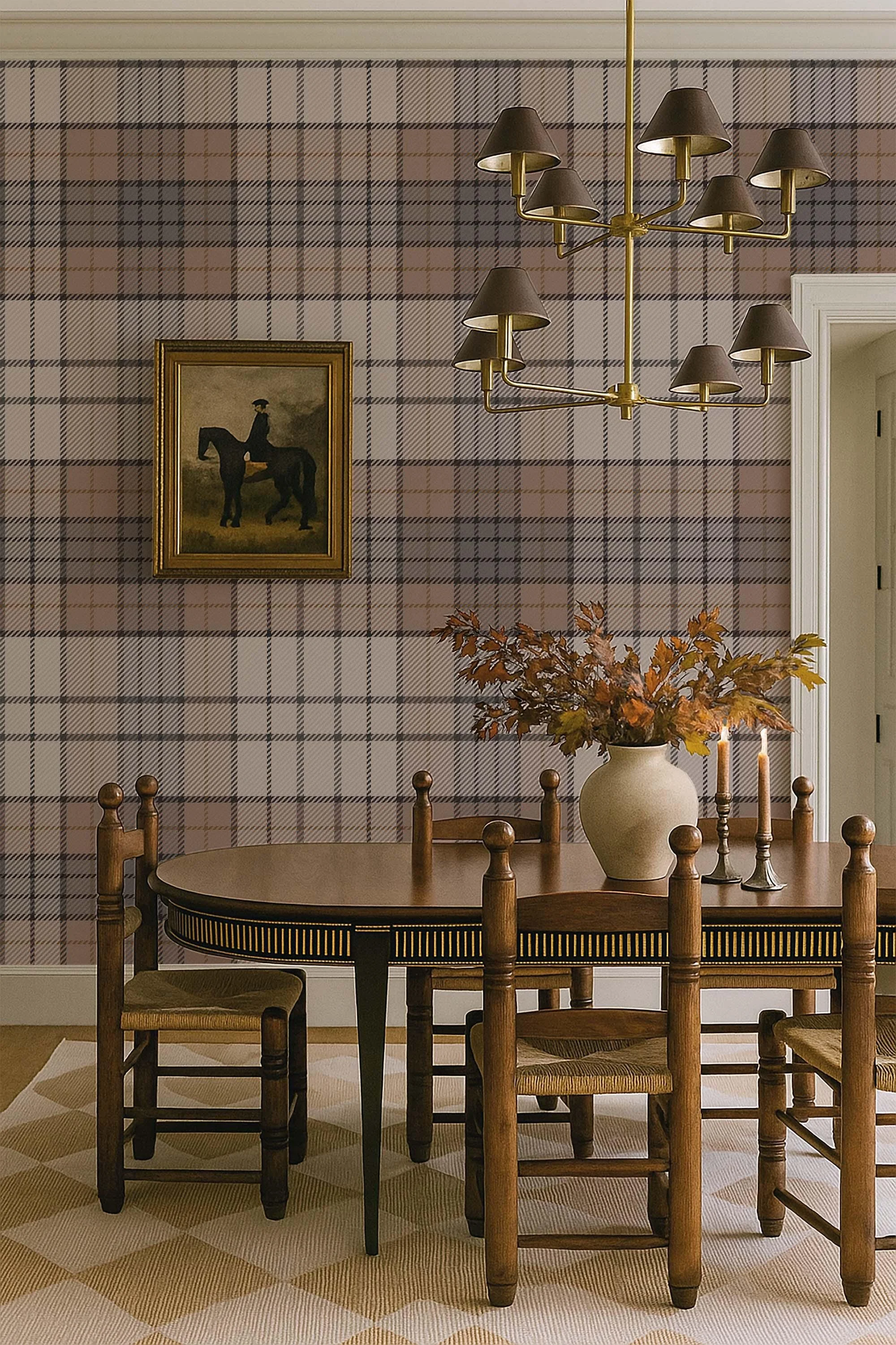 Heritage Plaid Tartan Twill in Cozy Earthy Tan and Gray