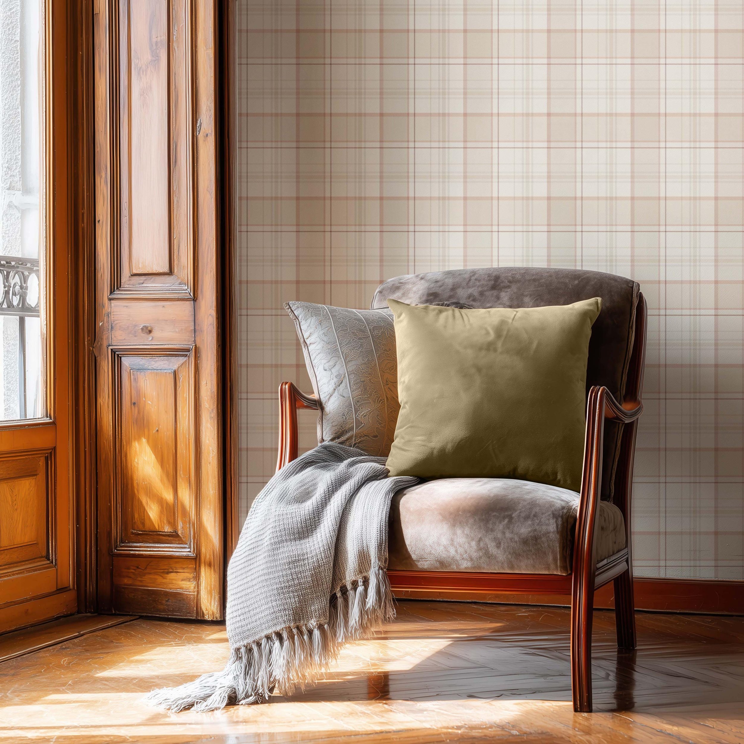 Heritage Plaid Country Home in Cream and Soft Terracotta
