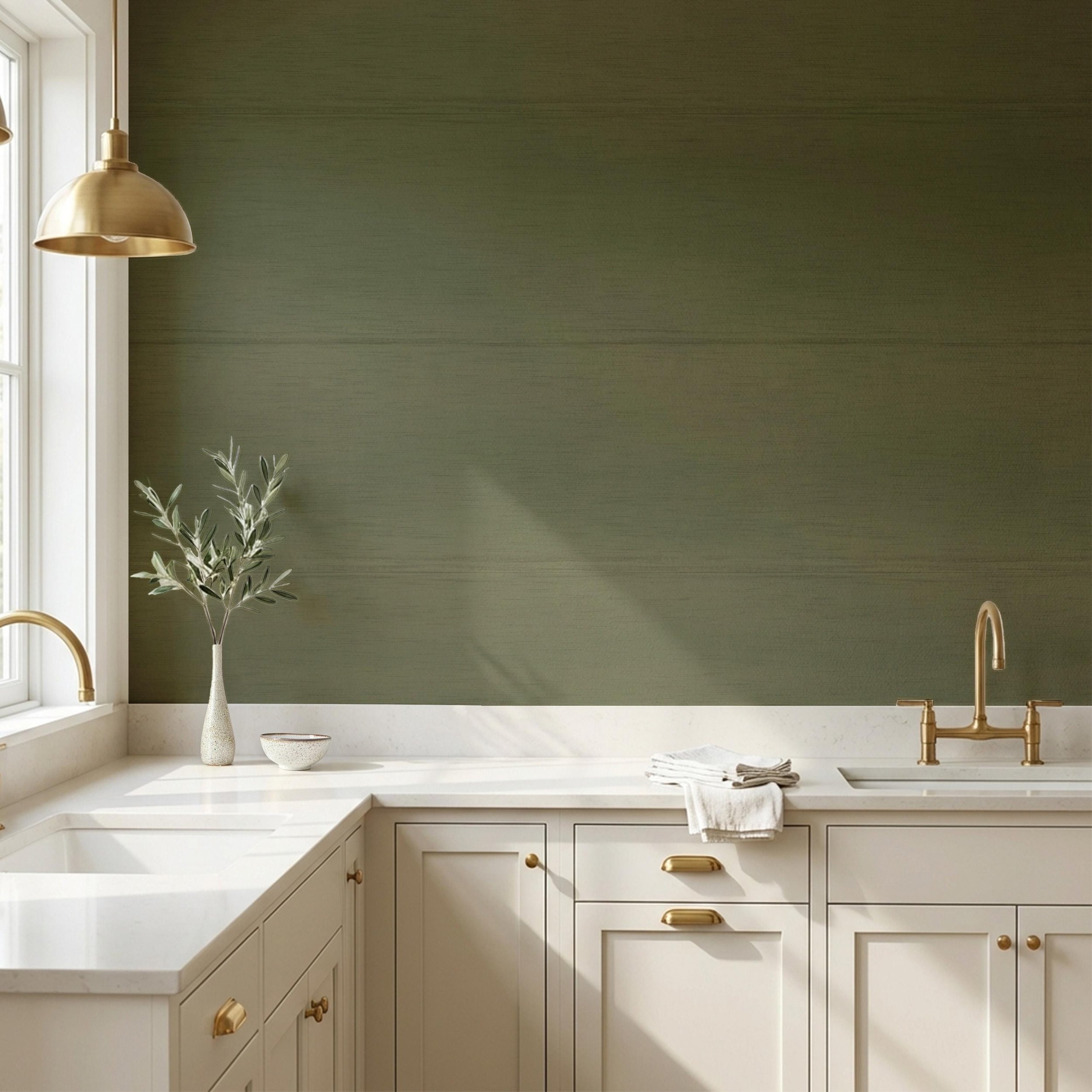 Subtle Bamboo Texture in Deep Moss Green