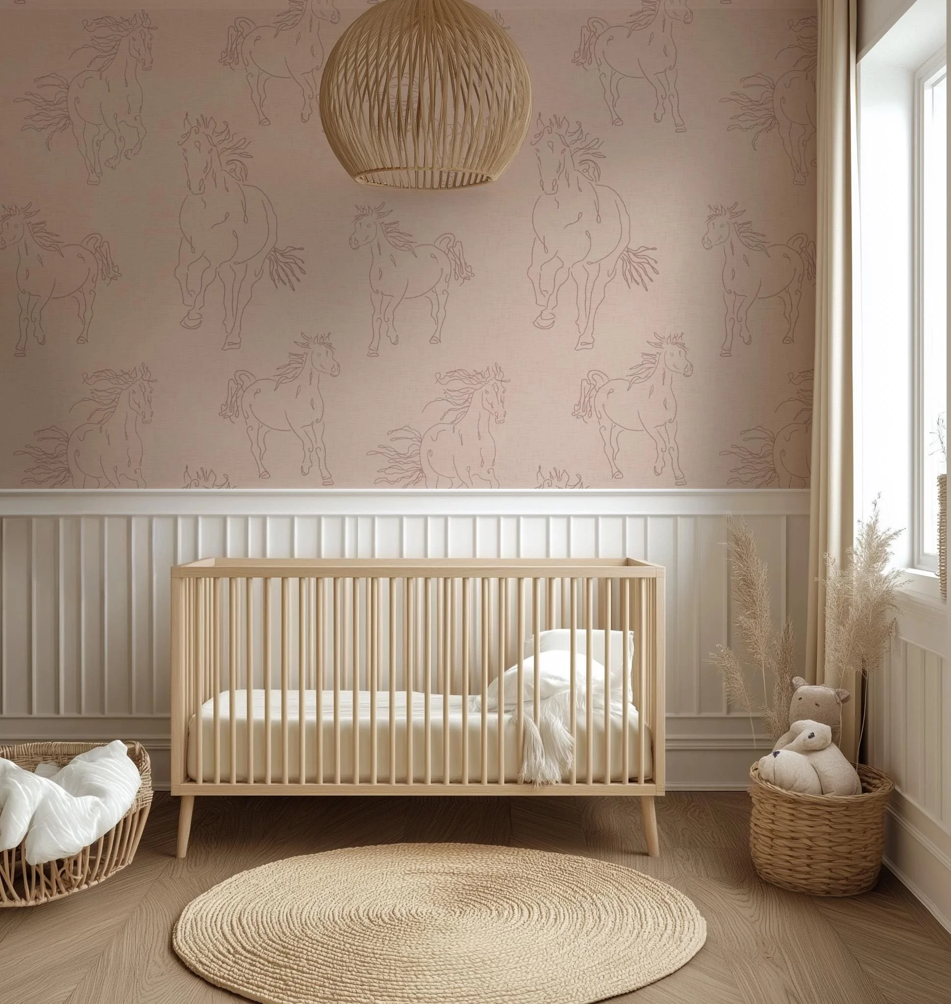 Wild Horses Soft Blush Ballerina Pink Light Linen Large