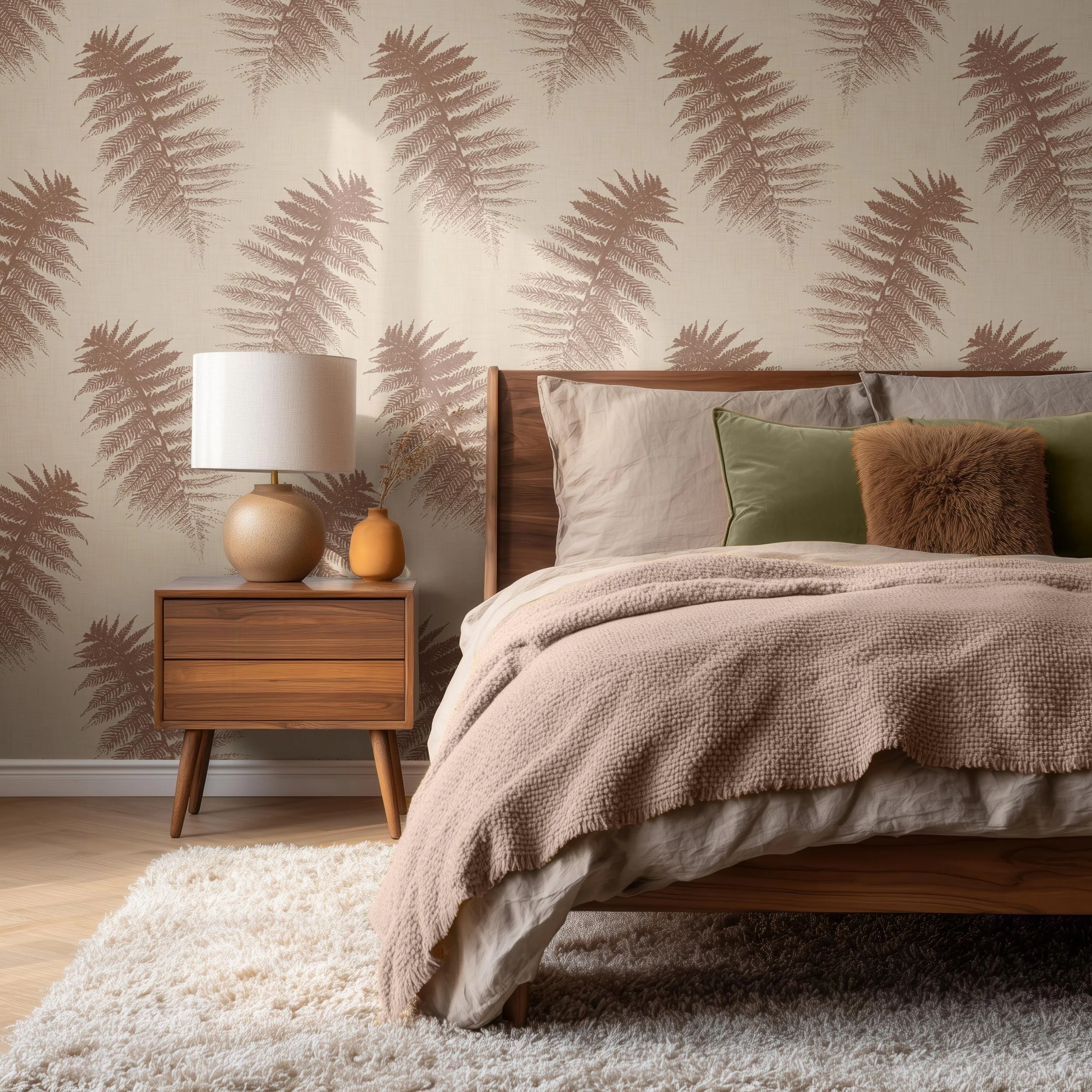 Japandi Fern in Terracotta on Cream