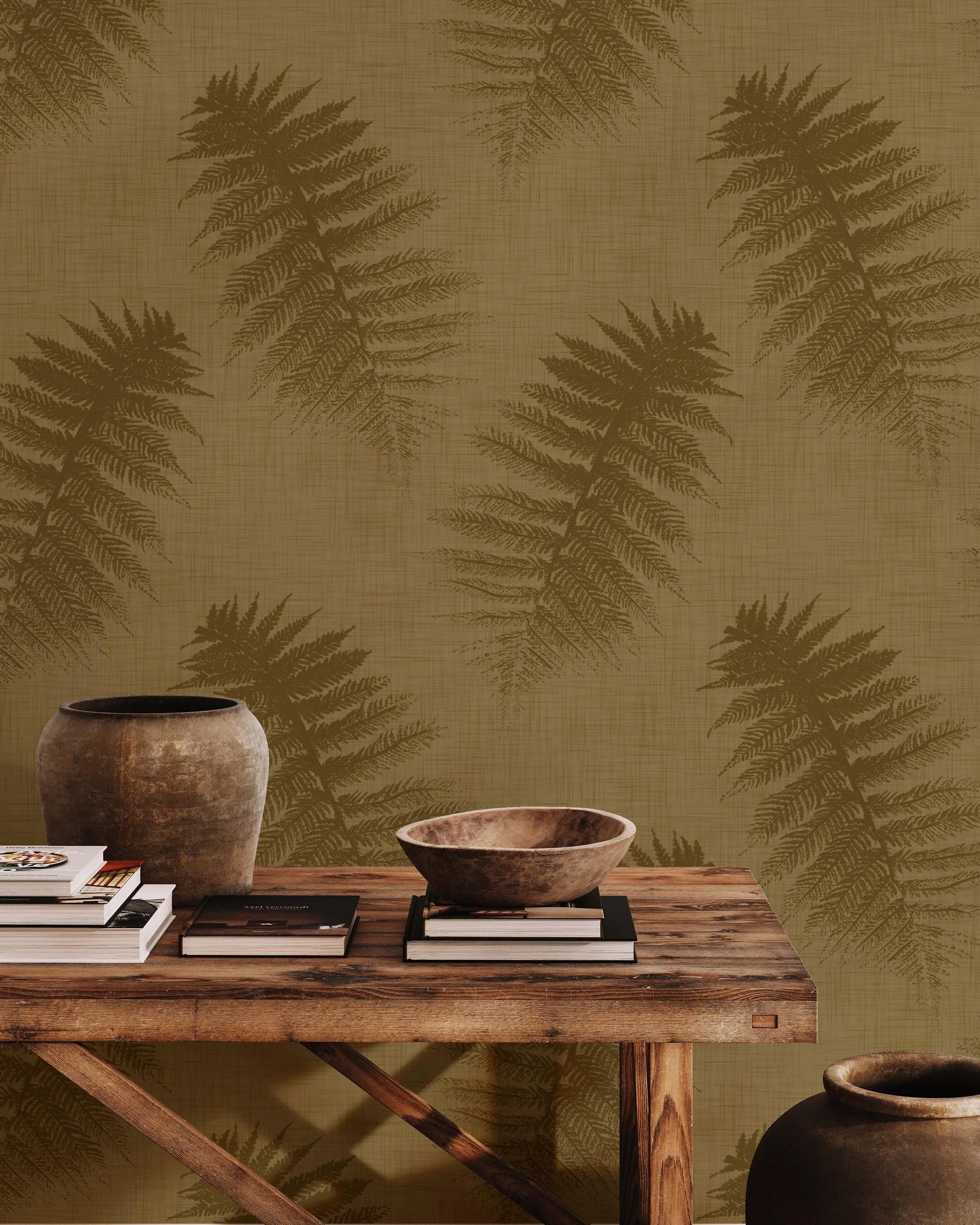 Japandi Fern in Olive Green