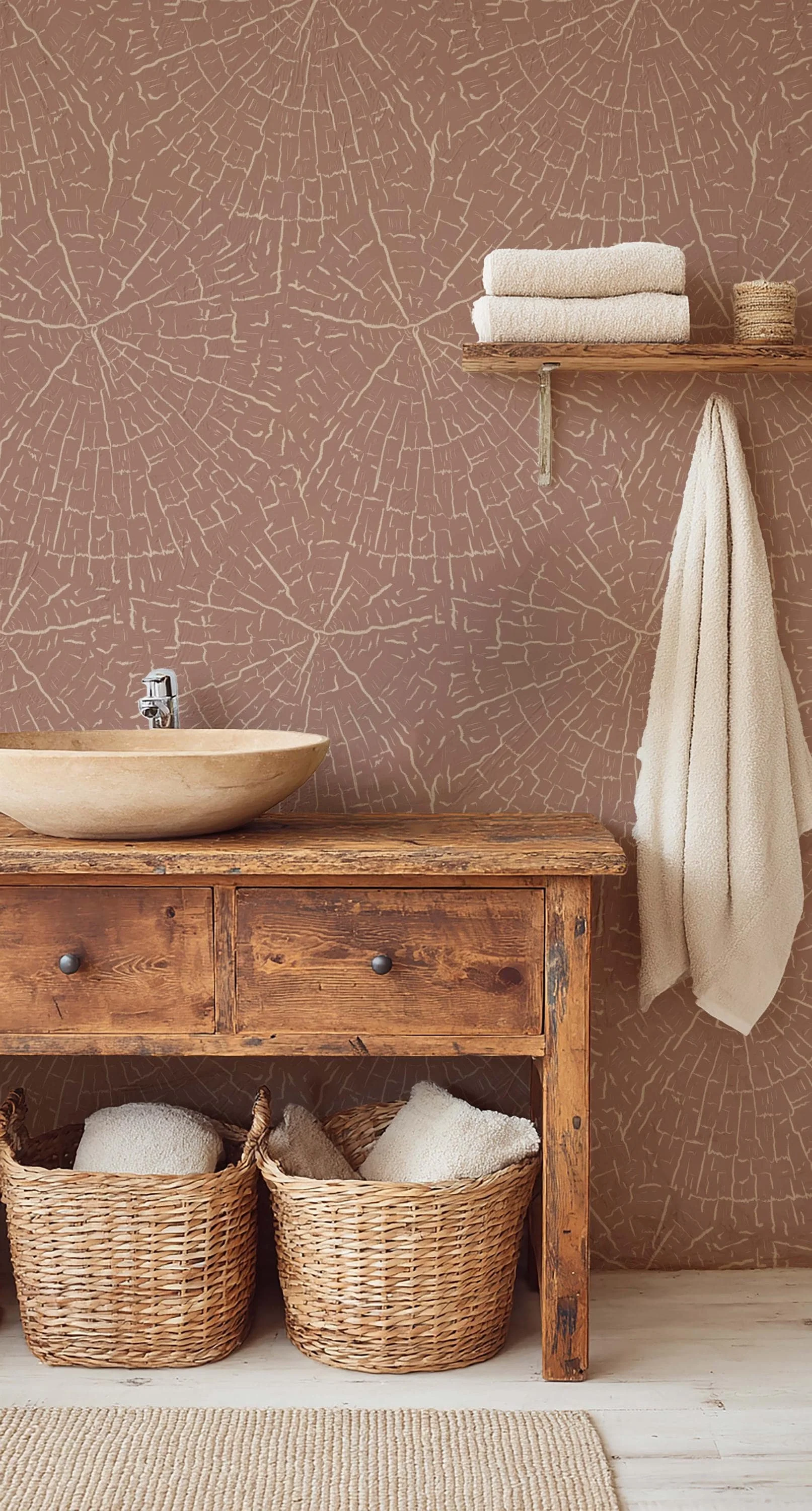 Wood Grain Medallions in Terracotta and Cream