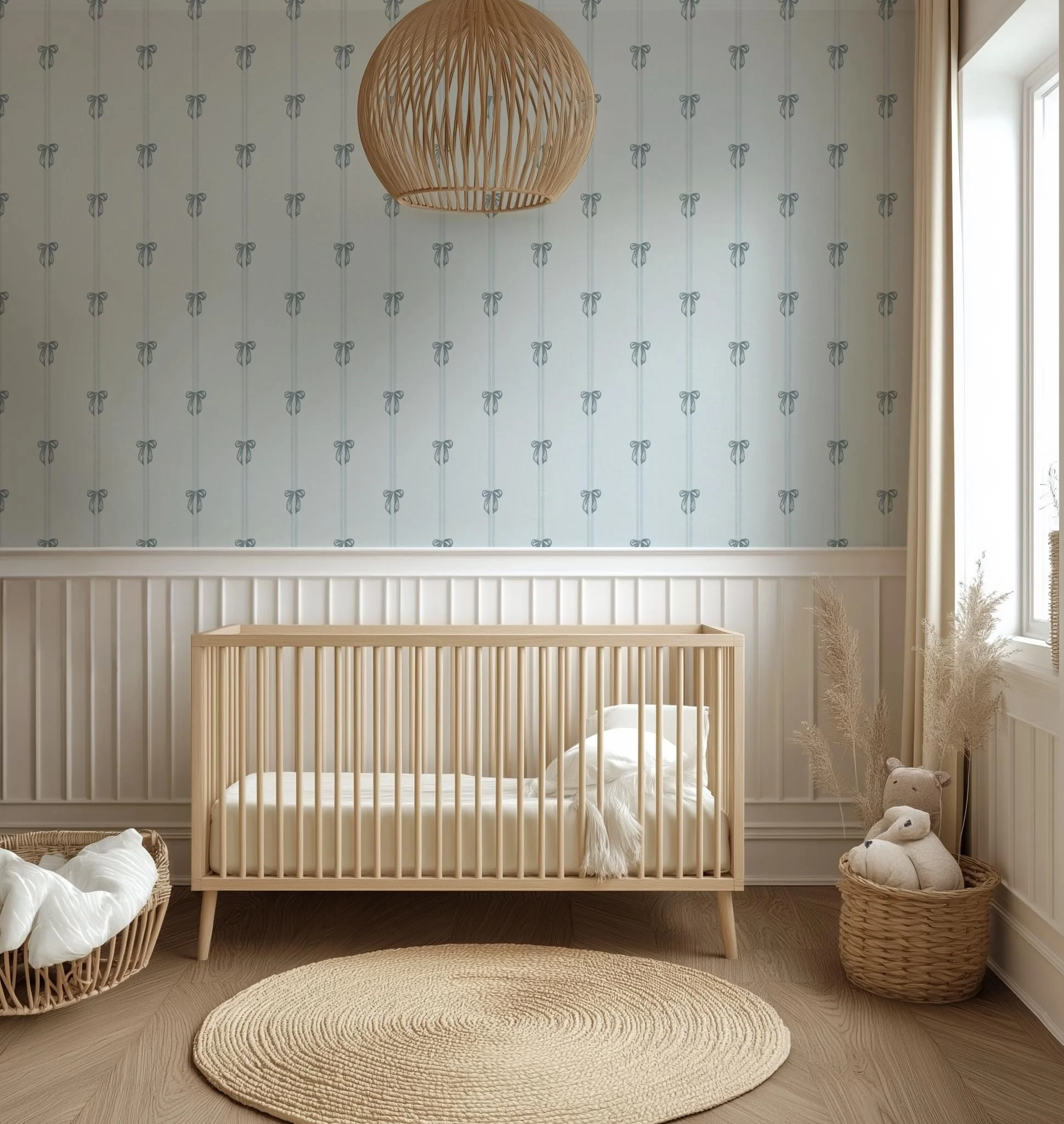 Sweet Baby Blue Bows and Stripes