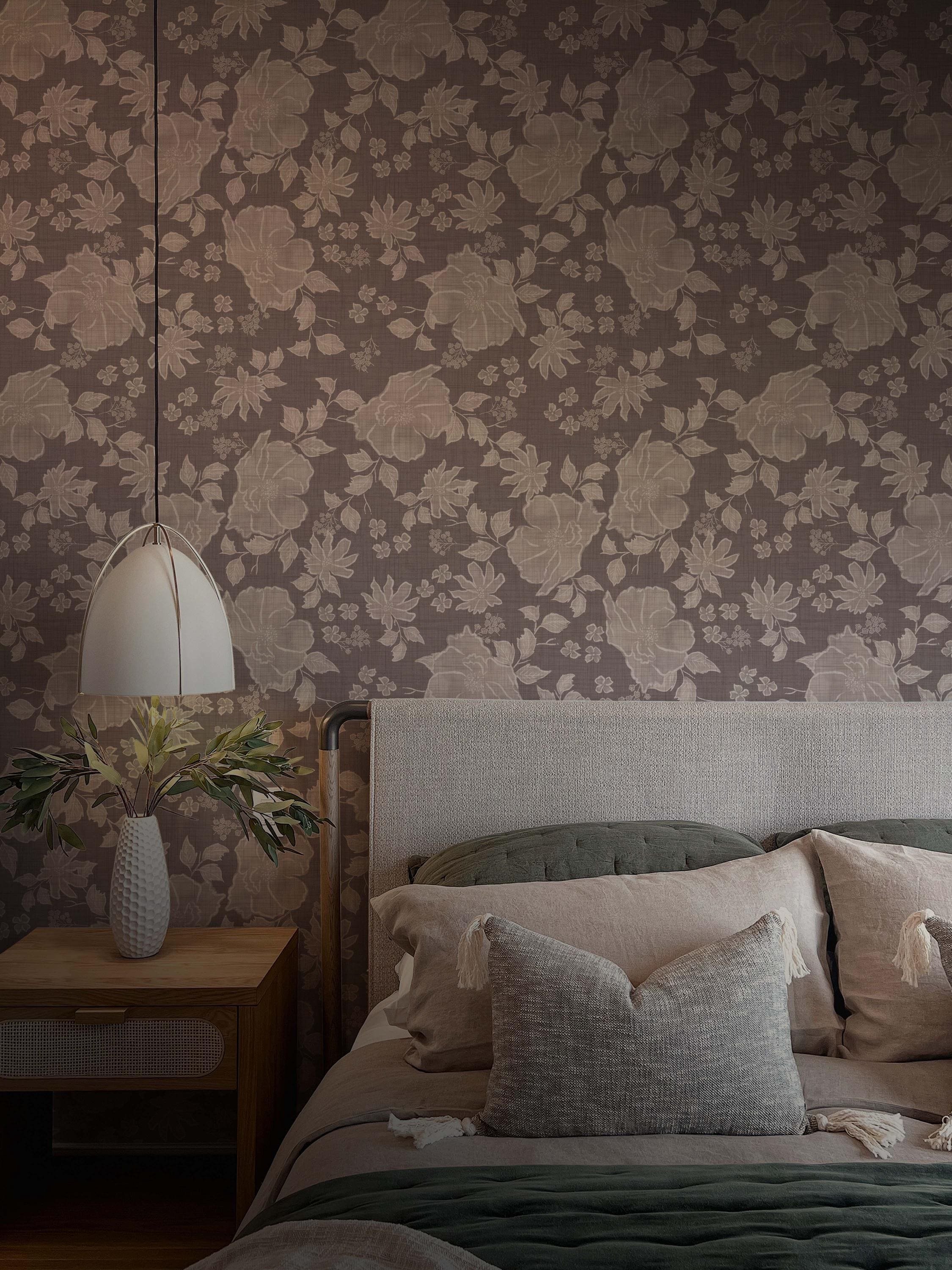 Traditional Vintage Distressed Roses in Dusky Lavender