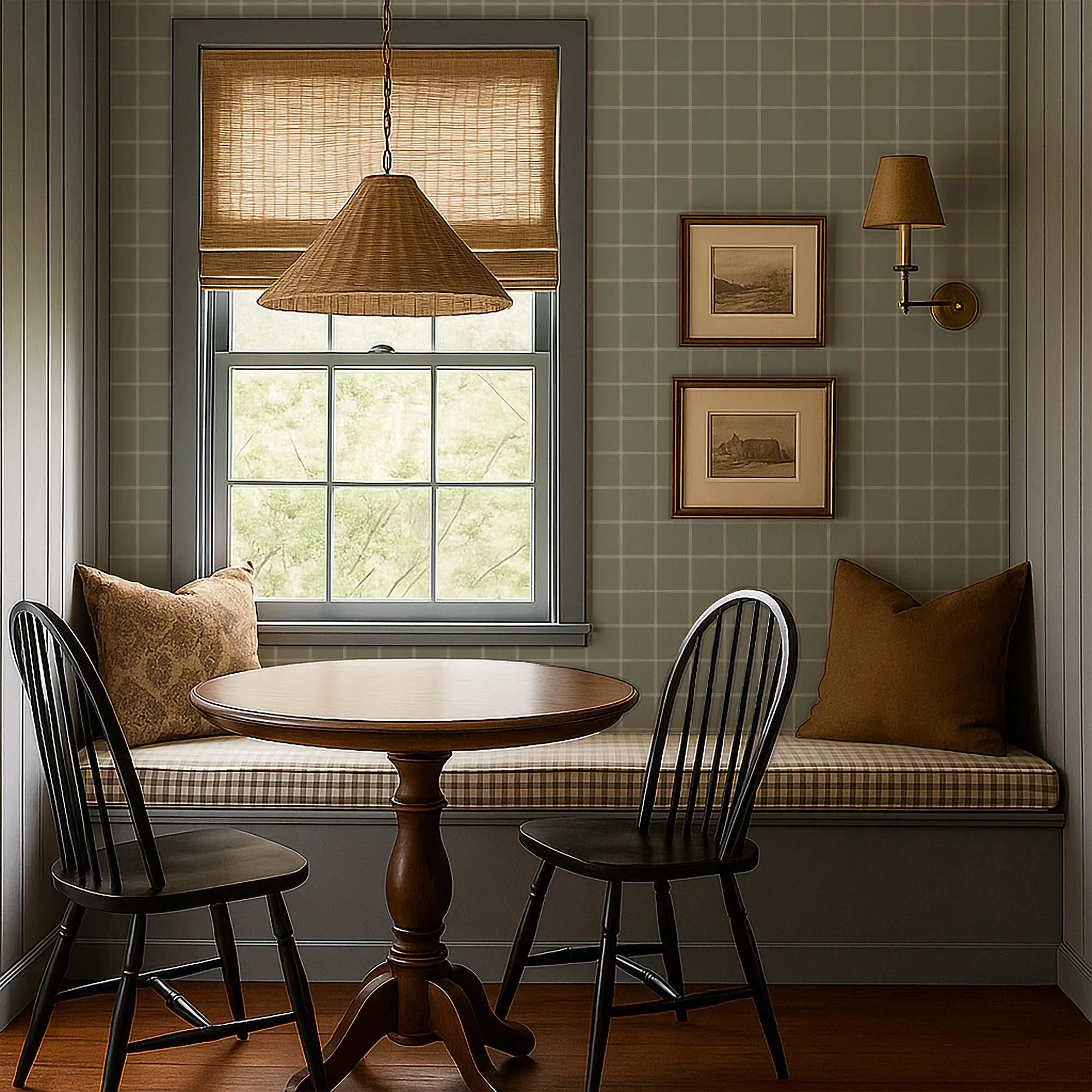 Watercolor Window Pane Plaid Light Sage Green
