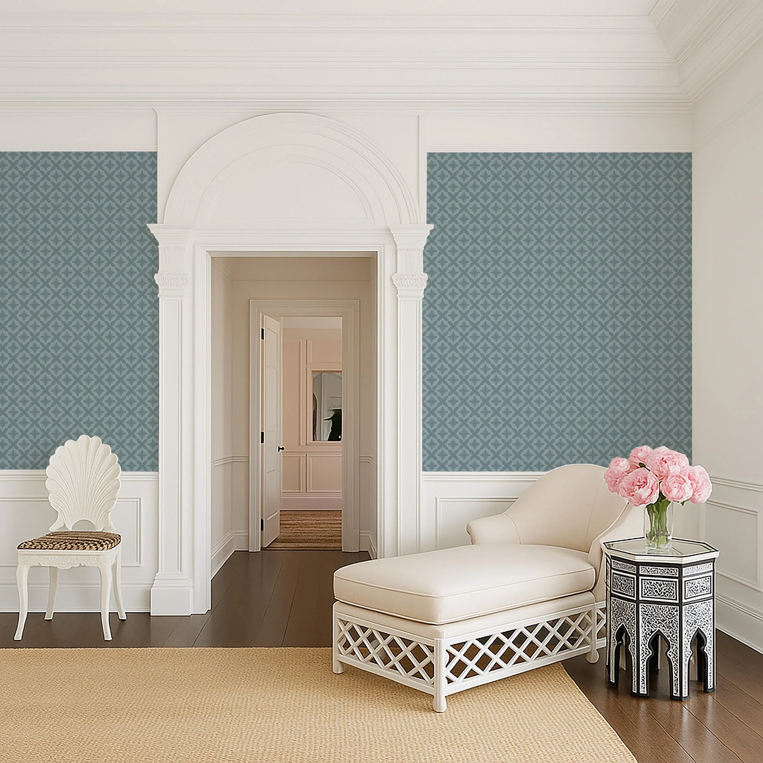 Deep Slate Blue Ikat Geometric