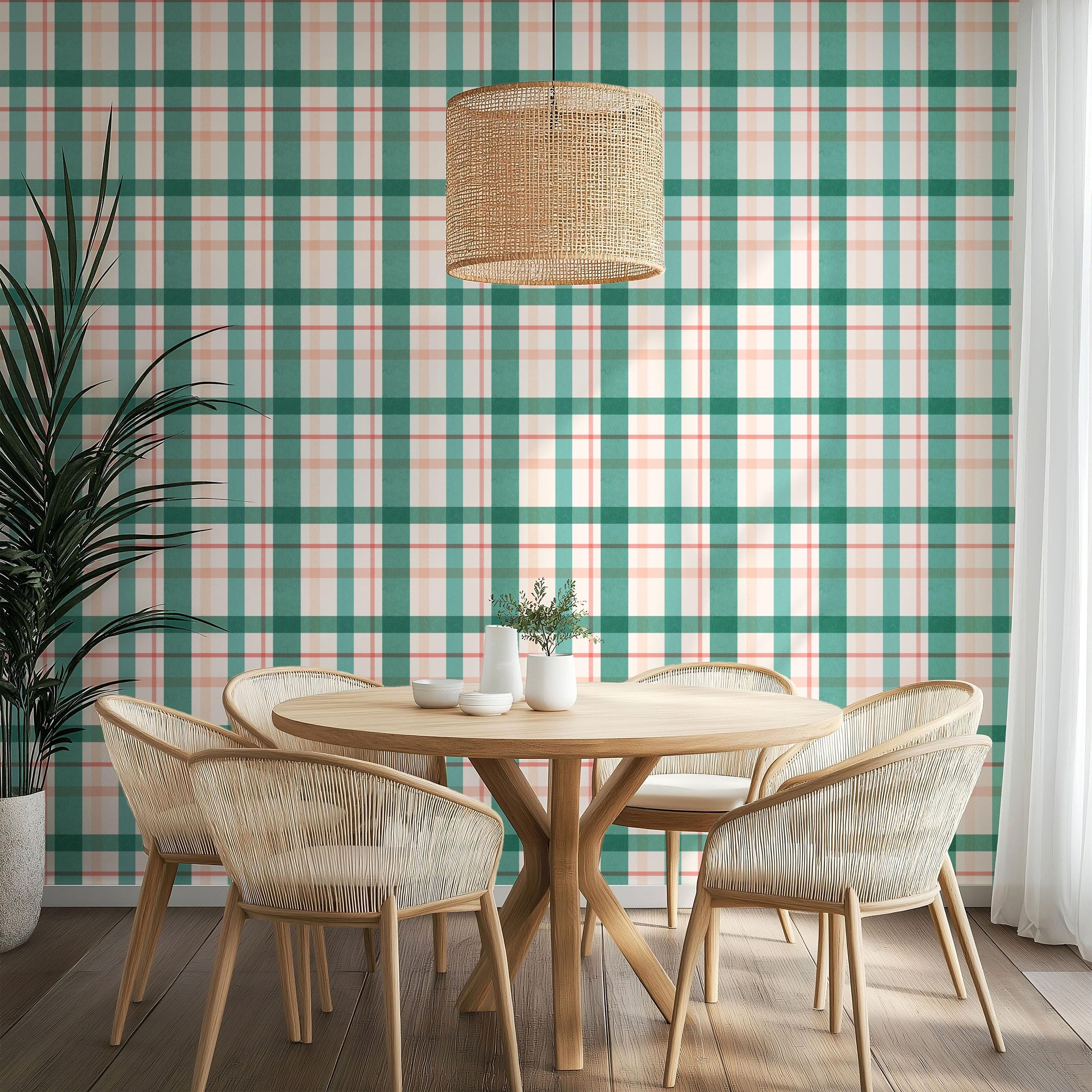 Weathered Preppy Green and Pink Plaid