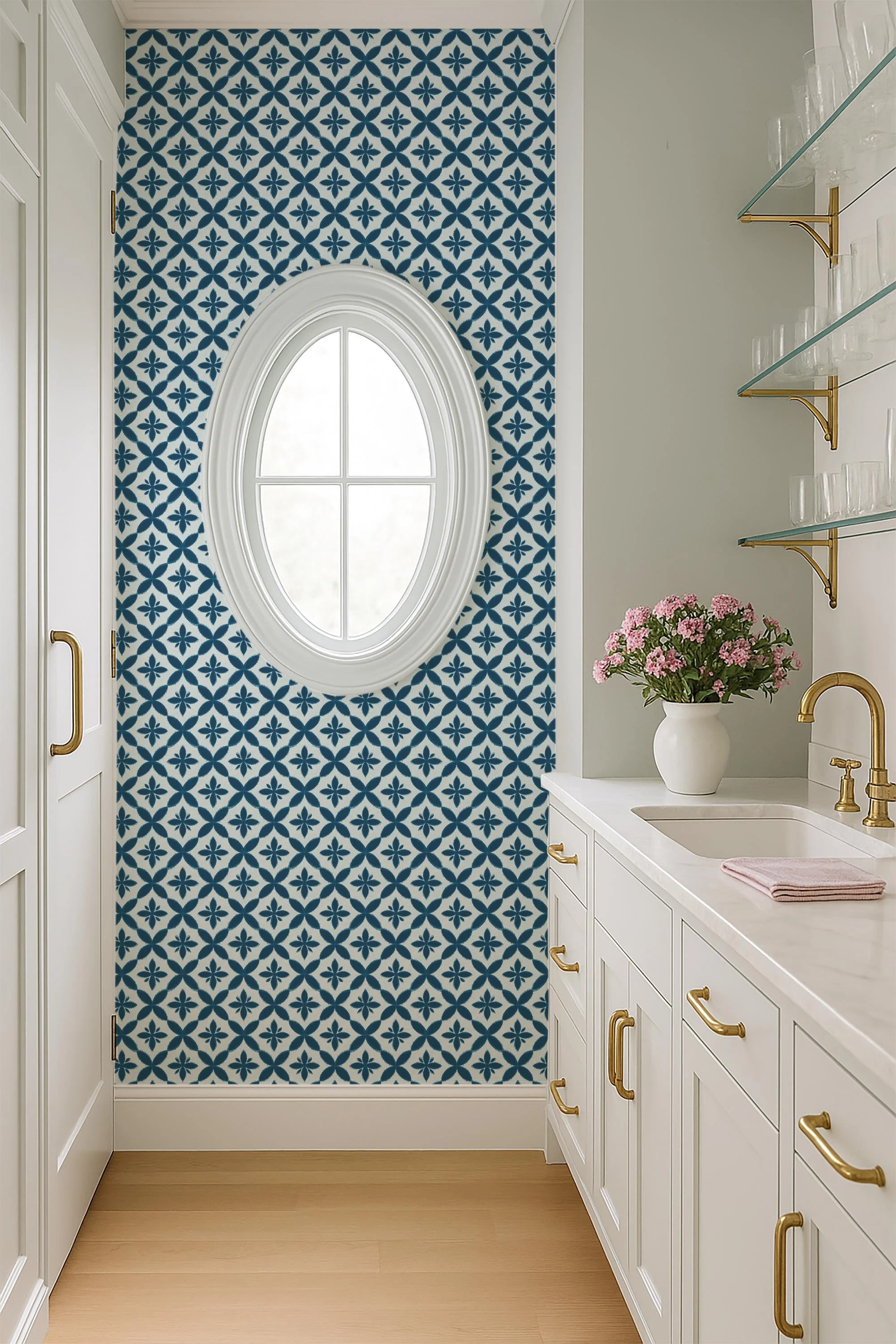 Navy Blue Ikat Geometric