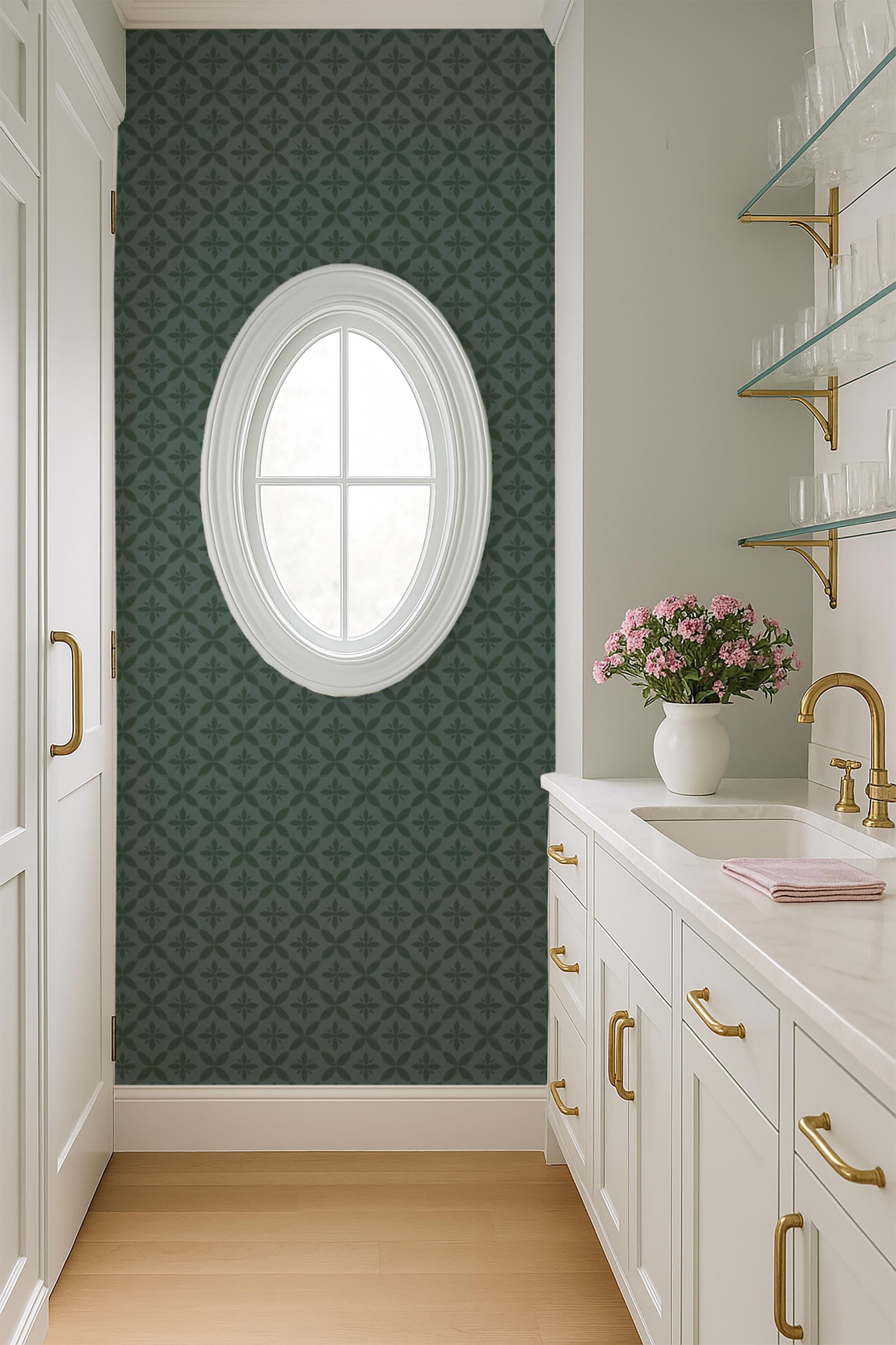 Deep Green Ikat Geometric