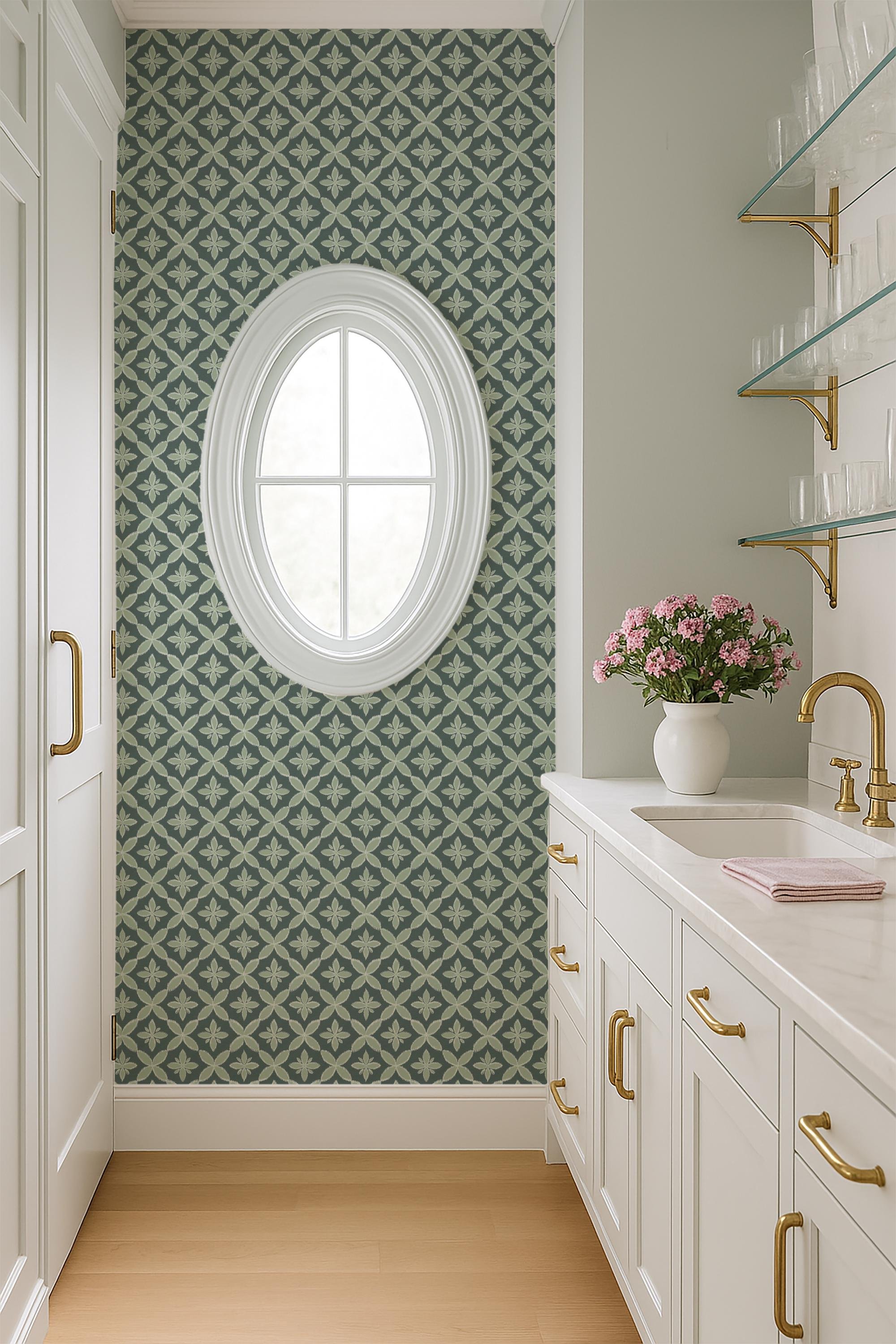 Soft Green Ikat Geometric