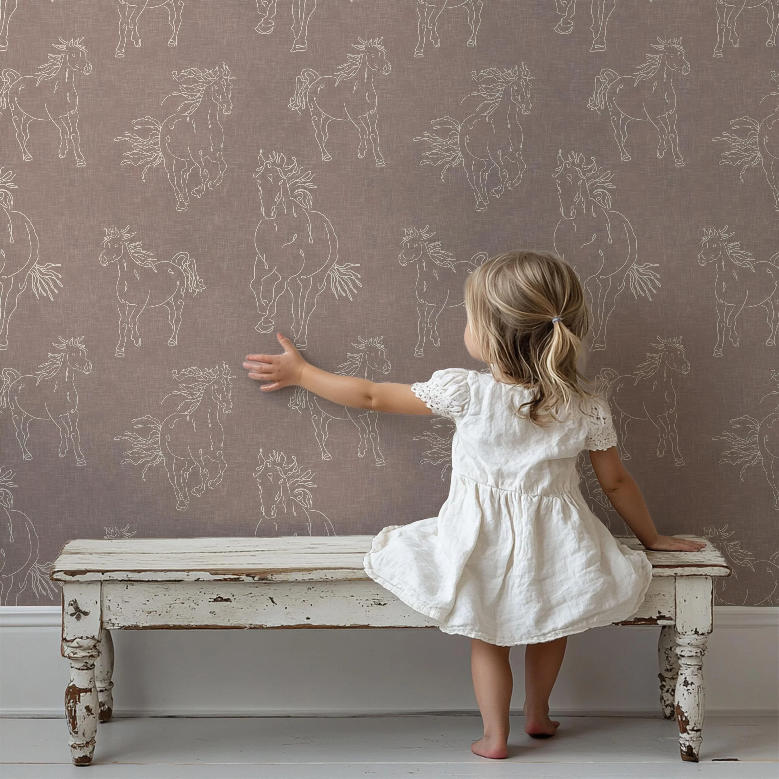 Wild Horses in Blush Pink