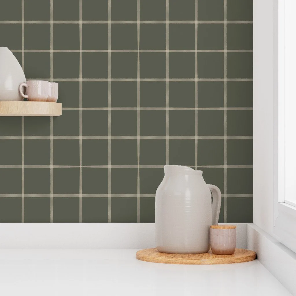 Watercolor Window Pane Plaid Deep Sage Kitchen Close_21084417.jpg
