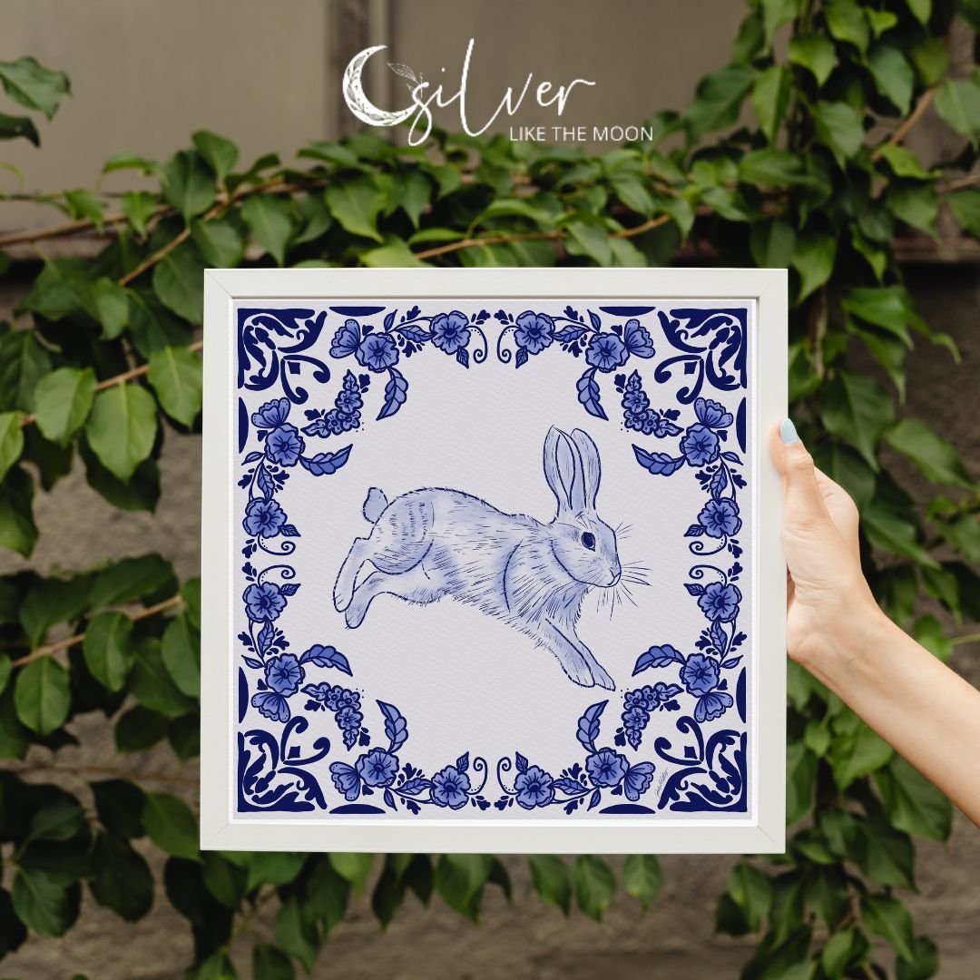 Grandmas Garden Blue and White Delft Bunny Two