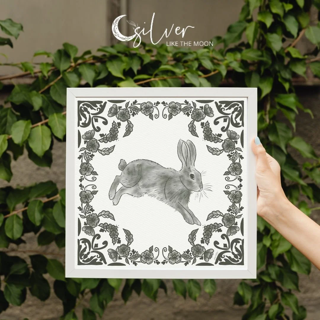 Grandmas Garden Green and White Delft Bunny Two