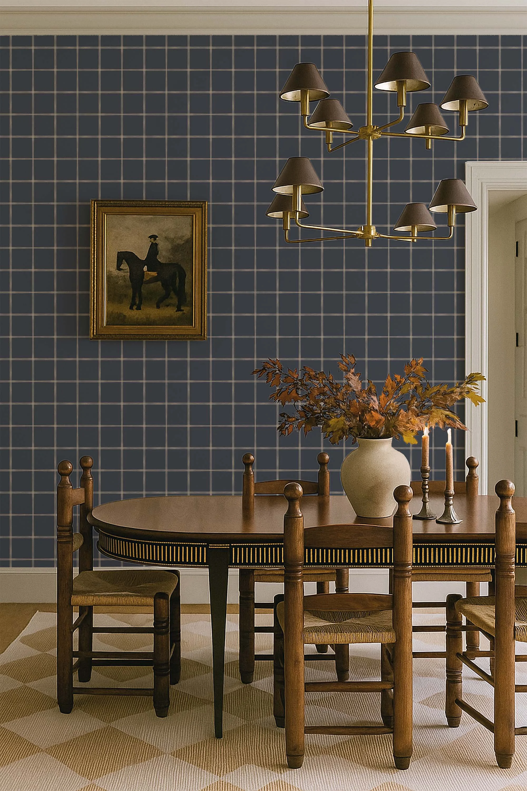 Watercolor Window Pane Plaid in Navy