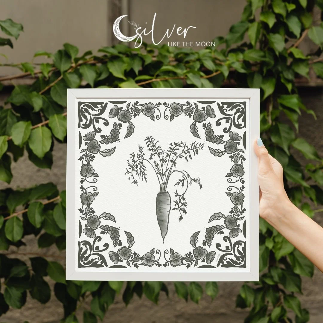 Grandmas Garden Green and White Delft Carrot