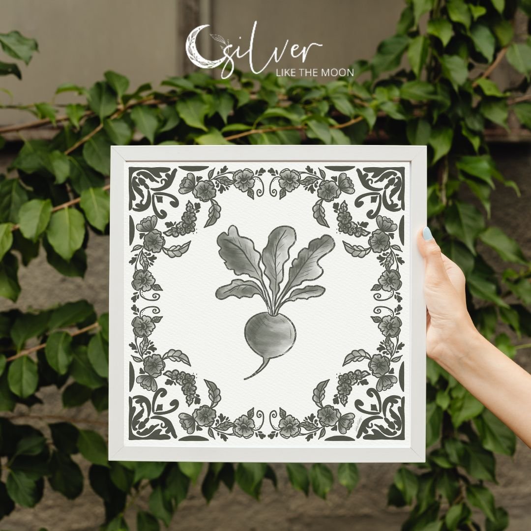 Grandmas Garden Green and White Delft Radish