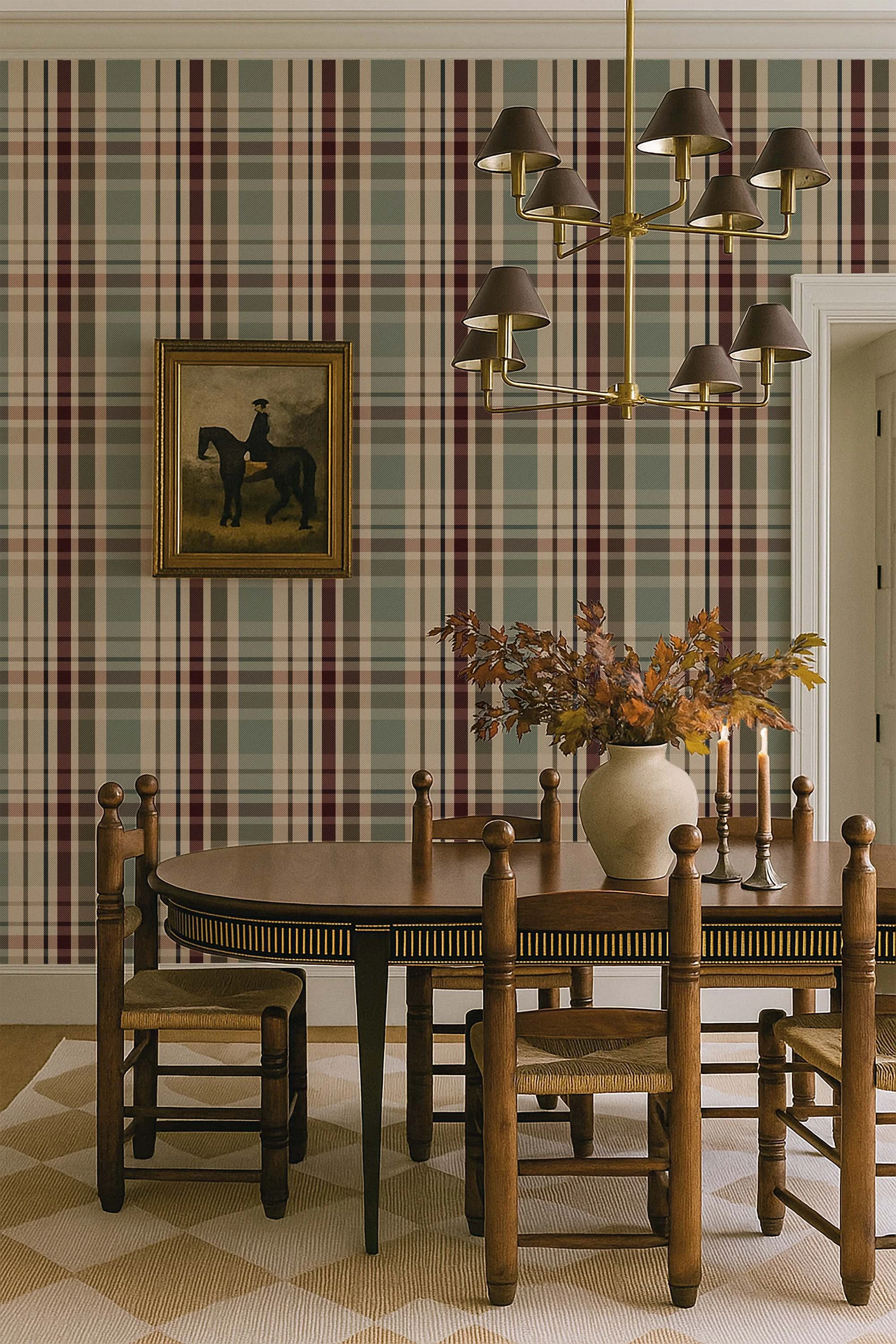 Traditional Tartan Twill Weave Green and Burgundy