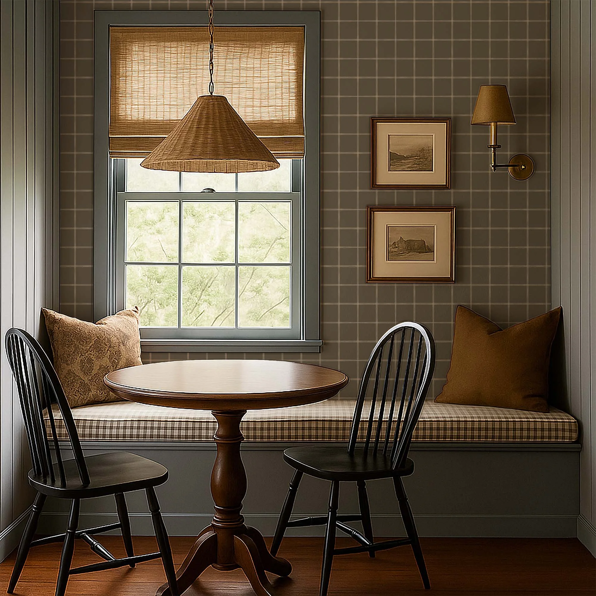 Watercolor Window Pane Plaid in Khaki