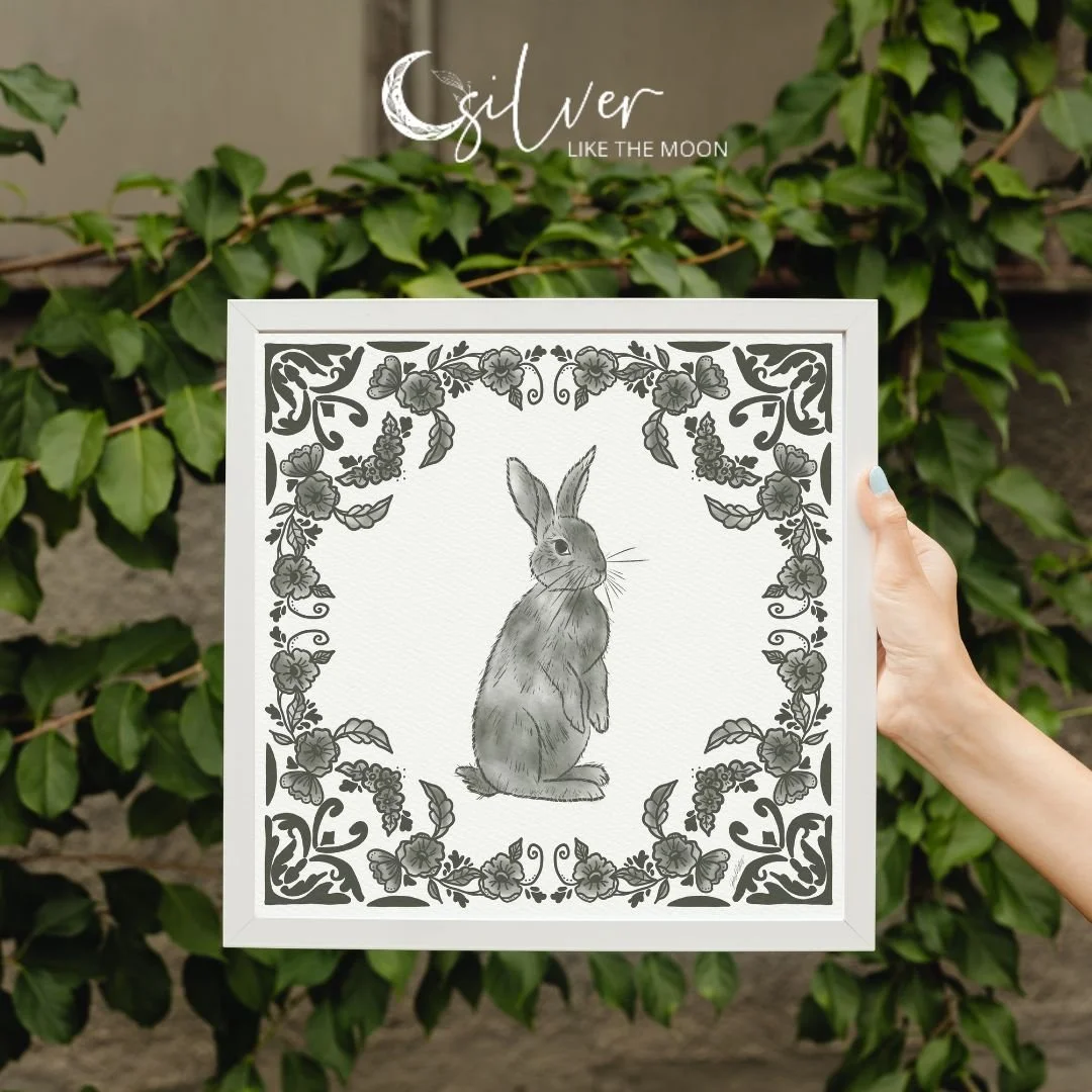 Grandmas Garden Green and White Delft Bunny One