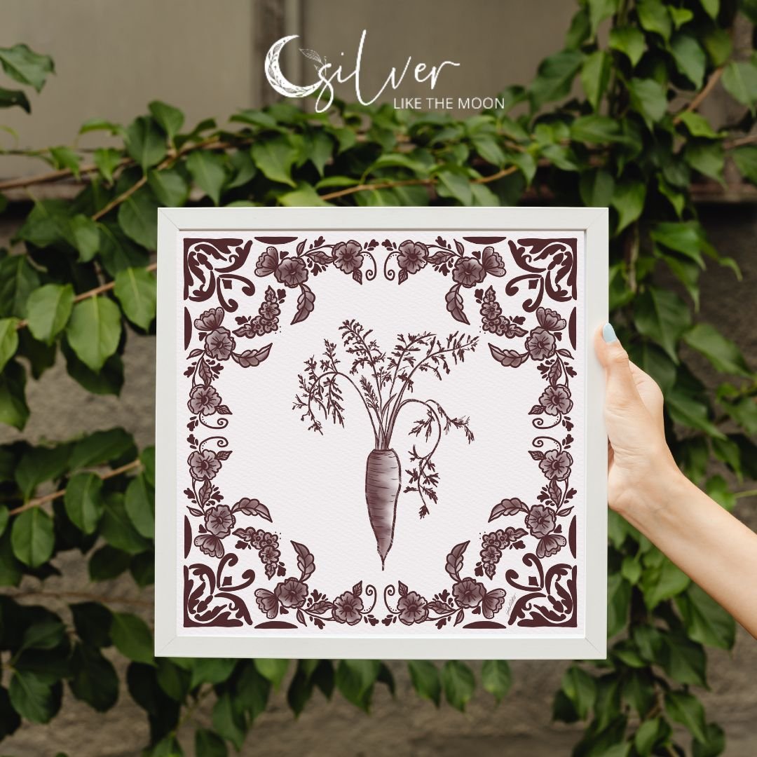 Grandmas Garden Burgundy and White Delft Carrot