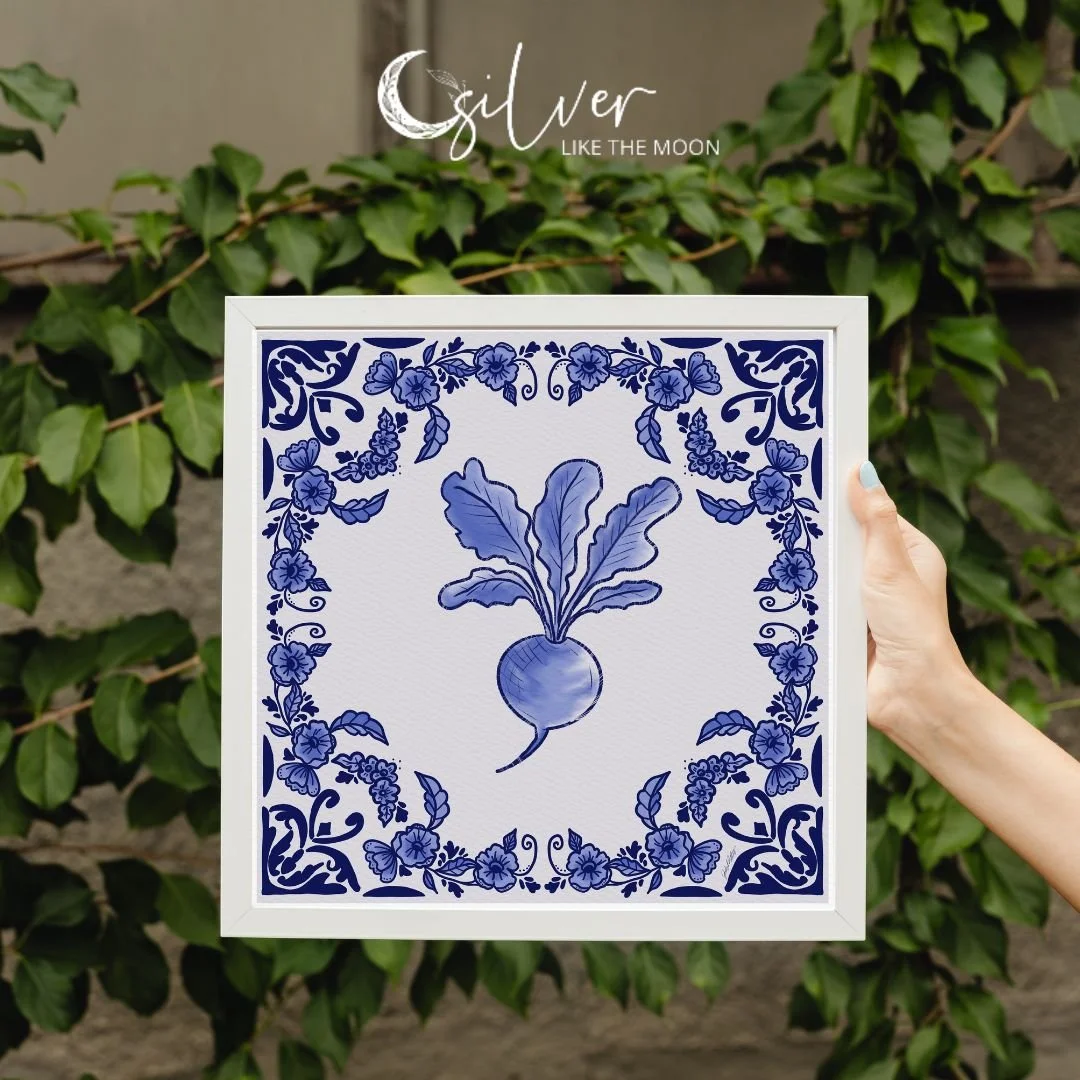 Grandmas Garden Blue and White Delft Radish