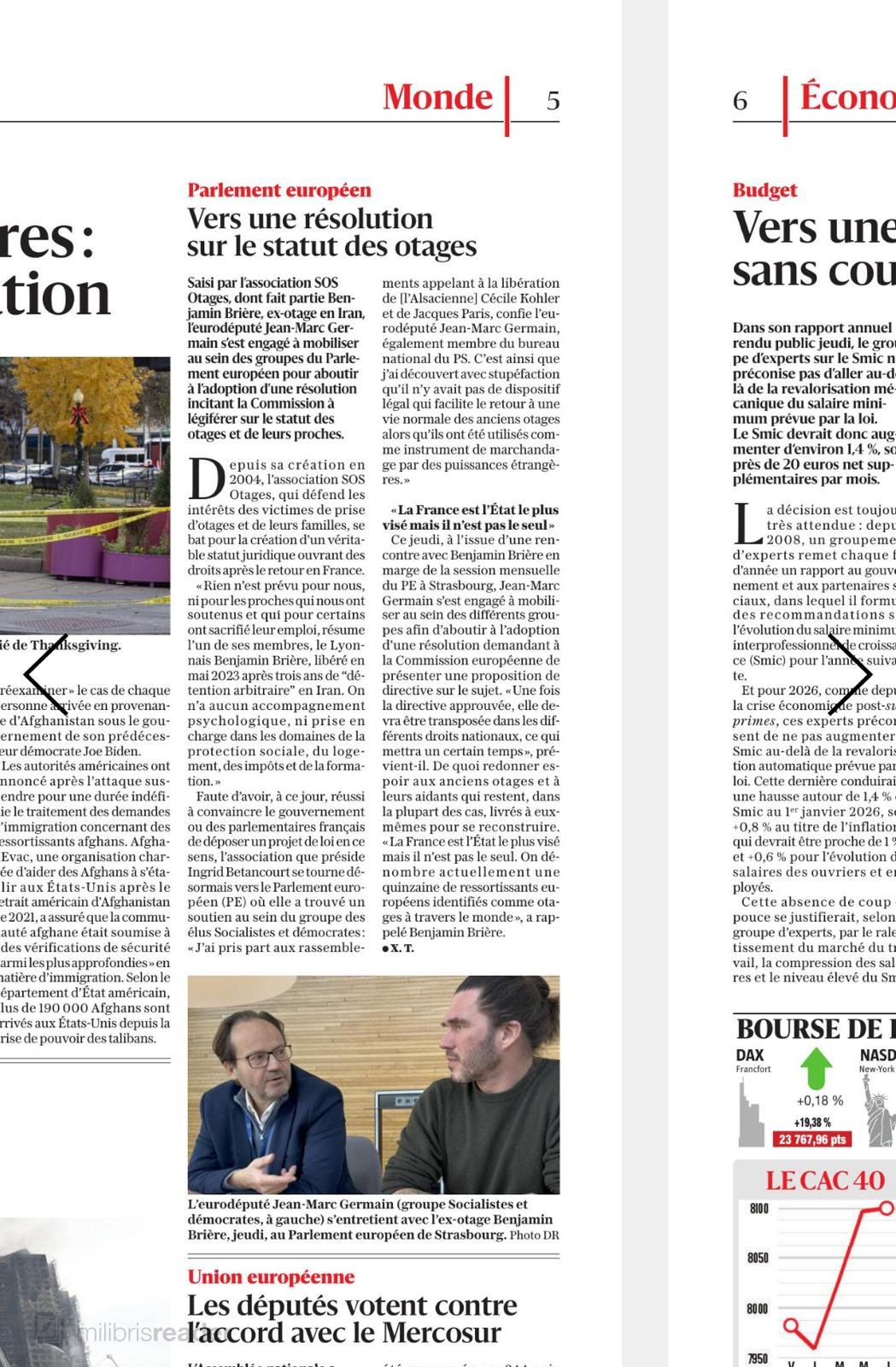 Vers une résolution sur le statut des otages (le journal l’Alsace)