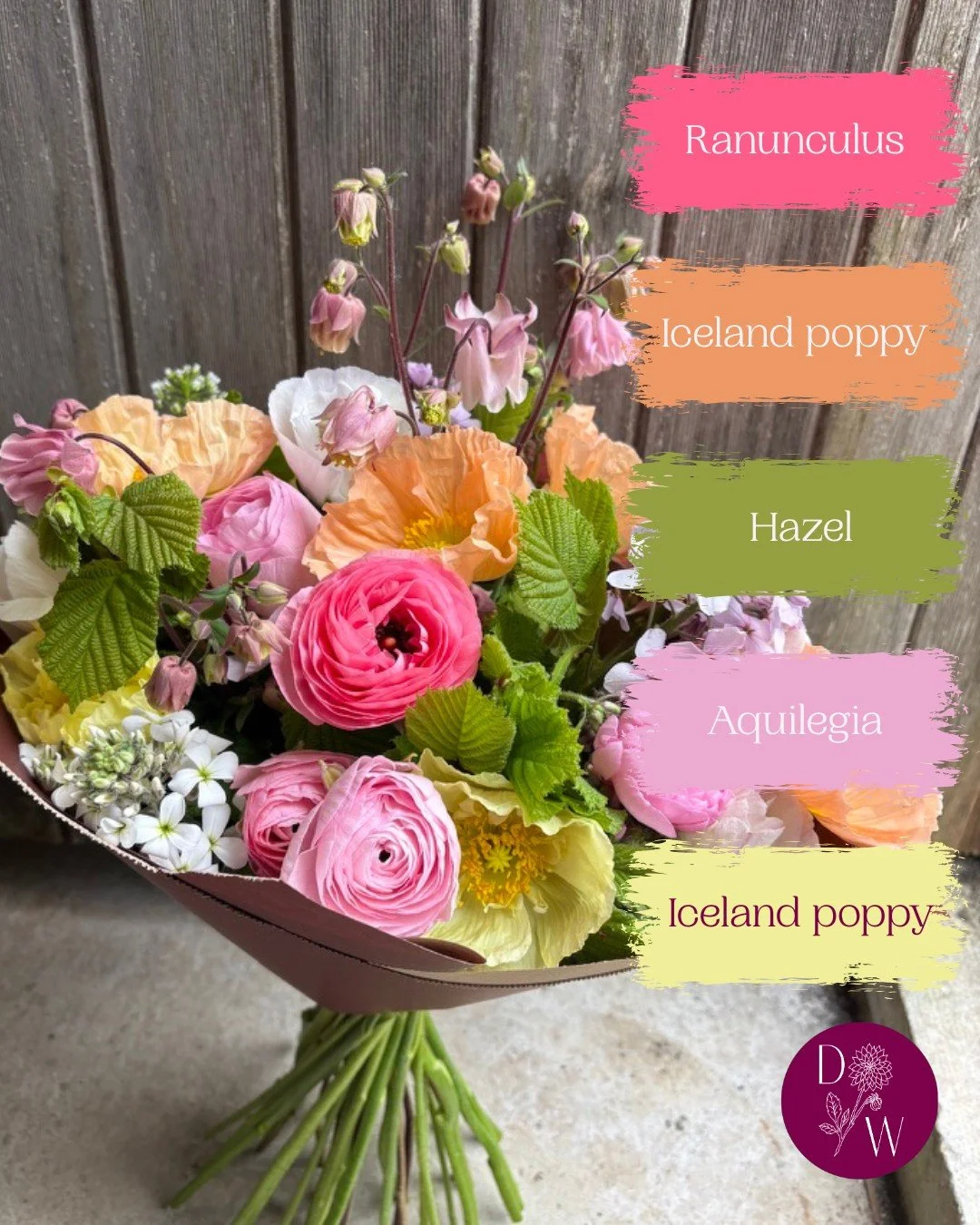 Taking a closer look with us at some of the colours and varieties that may be included in a typical May gift bouquet. It's so interesting how palettes come together, and with flowers, each one brings something a little different to the table.

The Da