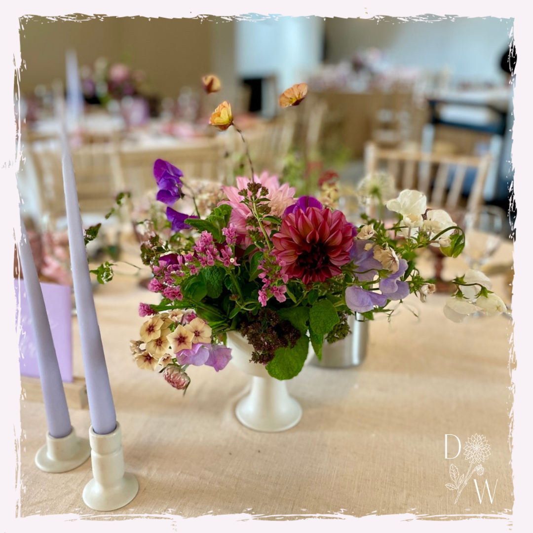 Summer flowers table centrepiece