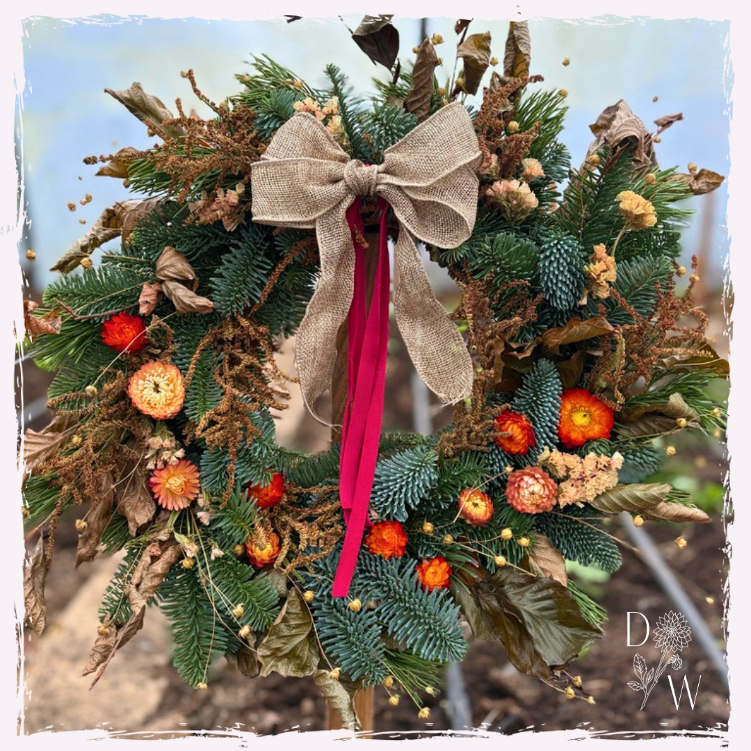 Wreath - fresh foliage, dried flowers