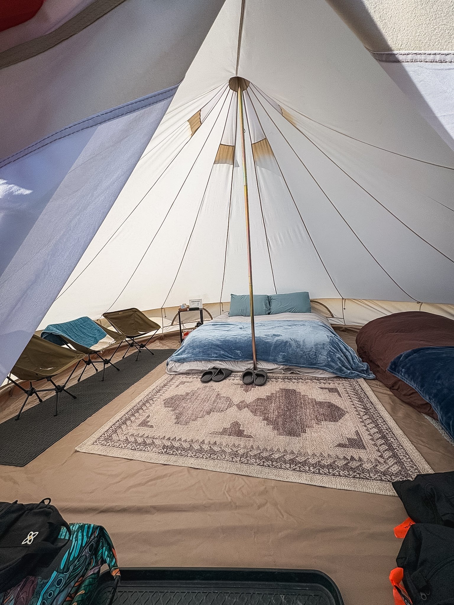  Inside our tent. 