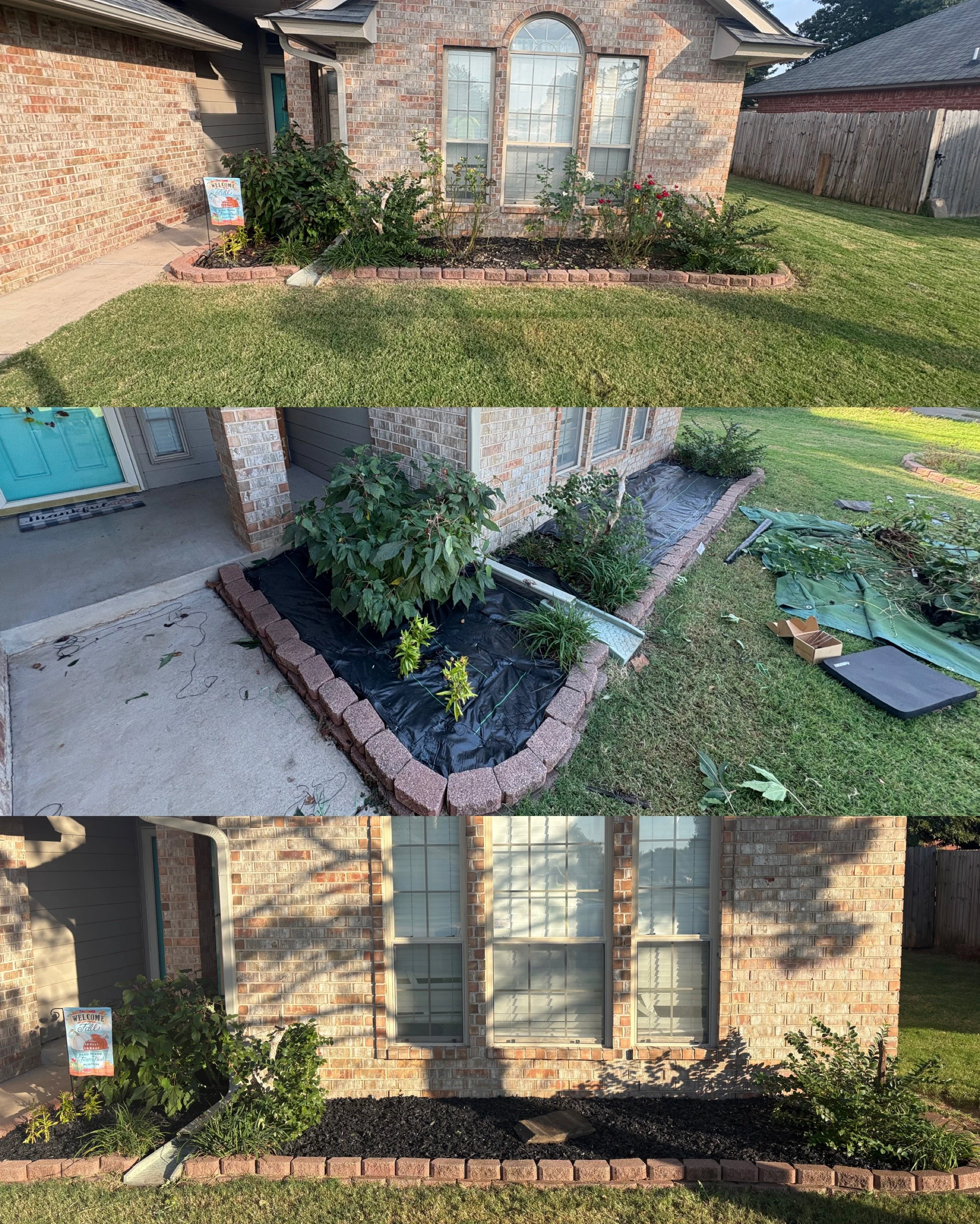 rubber-mulch-install-in-flowerbed