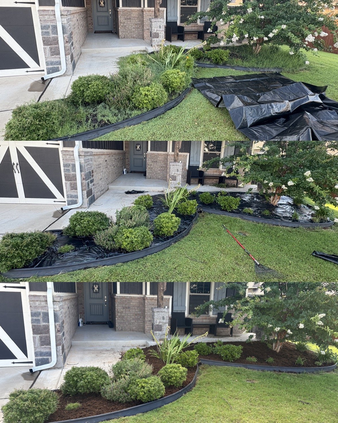 landscape-fabric-install-in-flowerbed