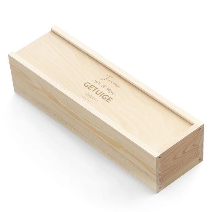 Houten wijnkist getuige/bruidsmeisje vragen