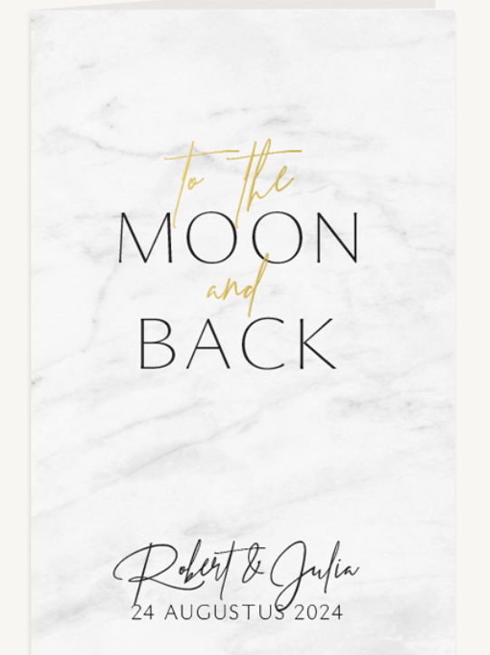 Marble chique gold trouwkaart dubbel staand