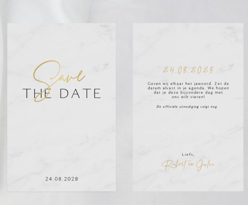 Save the date Marble chique met folie