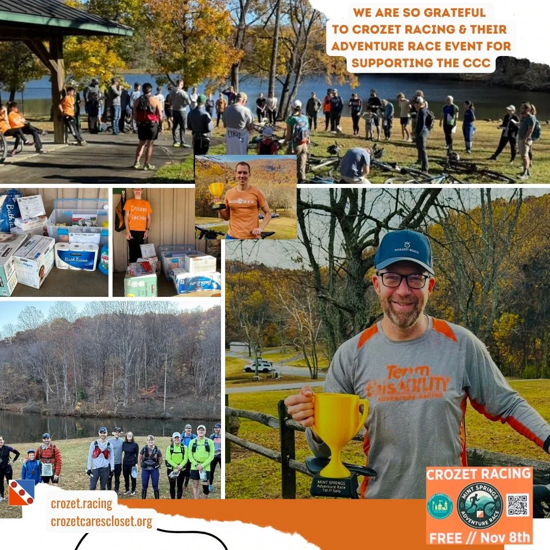 Thank you crozet.racing. We are so grateful to our community partners for supporting us by holding events benefiting the Crozet Cares Closet!