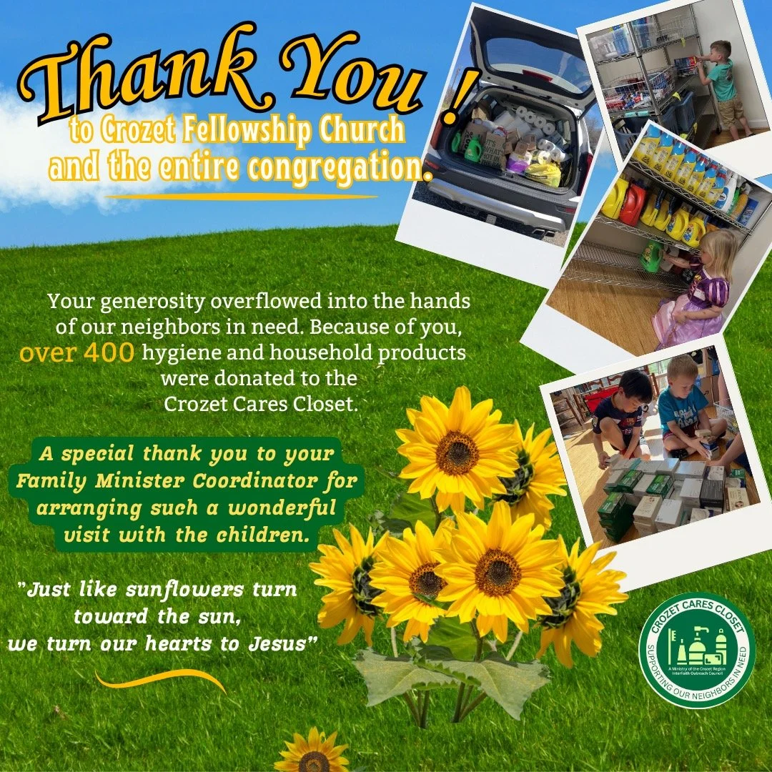 So grateful for your partnership and these amazing young volunteers! 💚 429 items sorted and restocked&mdash;what a gift to our community. @crozetfellowshipchurch