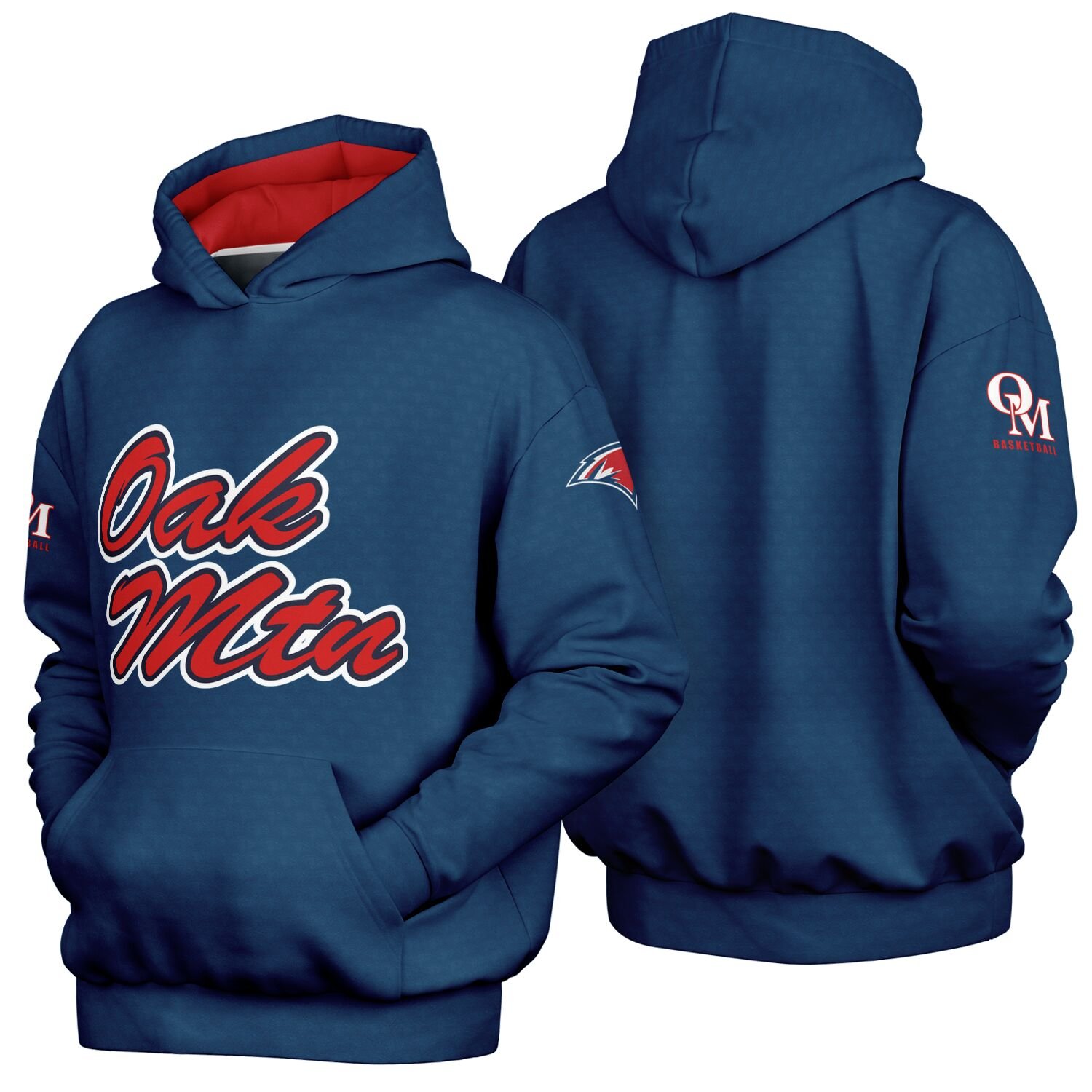 Oak Mtn Navy Blue Eagle Pattern Hoodie