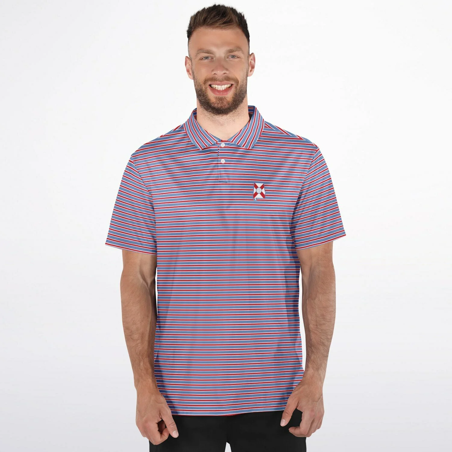 AL JRS MEN STRIPED POLO SHIRT ( RED, WHITE, BLUE )