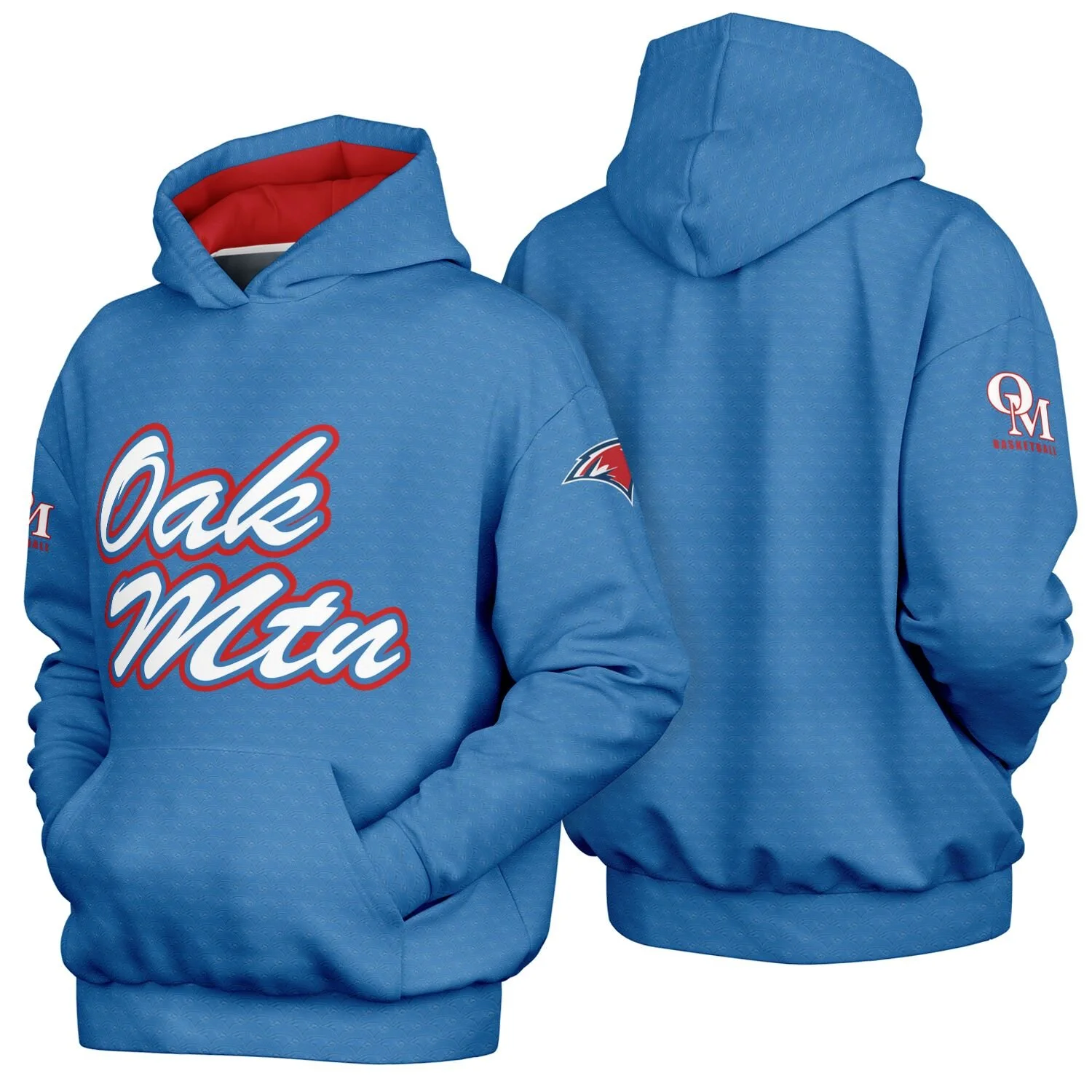 Oak Mtn Baby Blue Eagle Pattern Hoodie