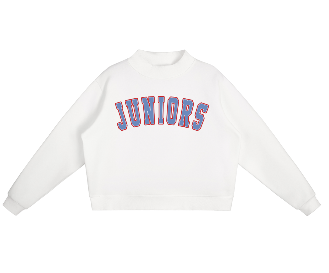 Juniors white w/ Jrs Blue and Jrs Red lettering