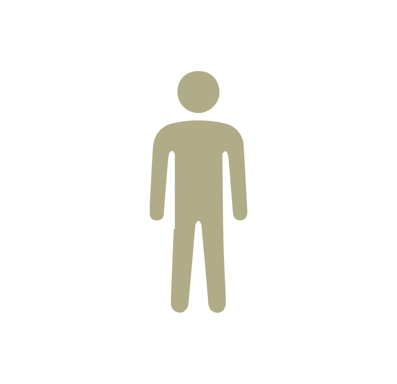 Simbolo di un uomo stilizzato in colore beige con sfondo nero.