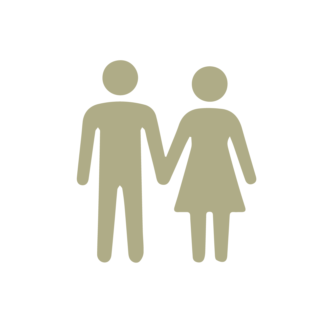 Simbolo di una coppia di persone stilizzate, uomo e donna, che si tengono per mano.